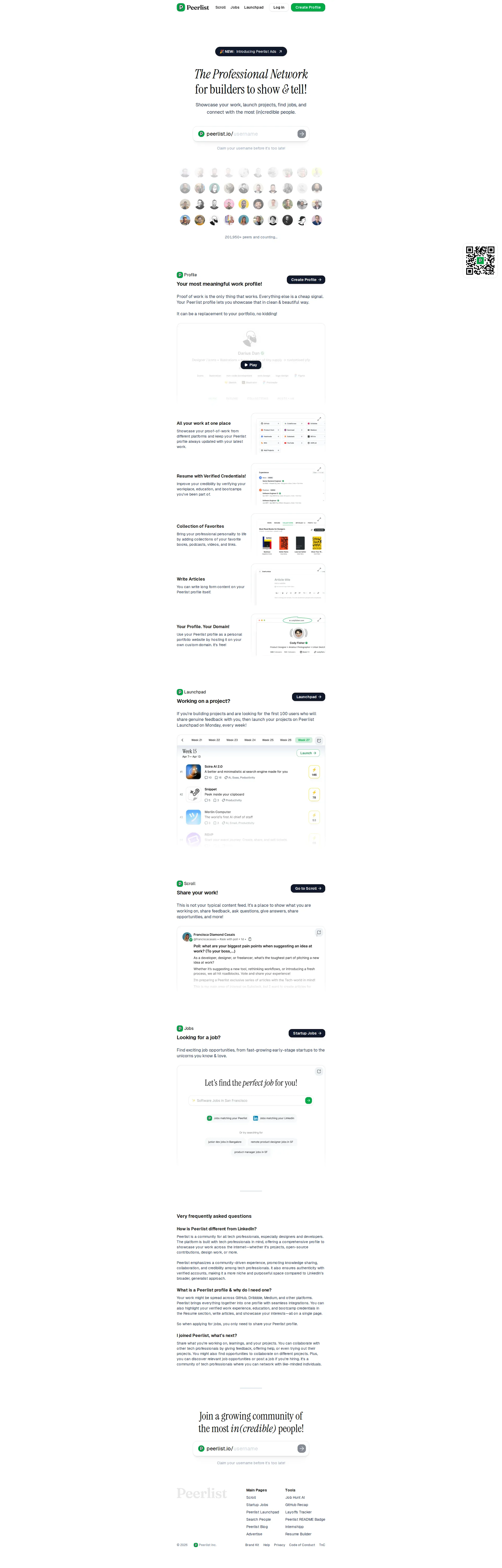 Peerlist pricing page screenshot