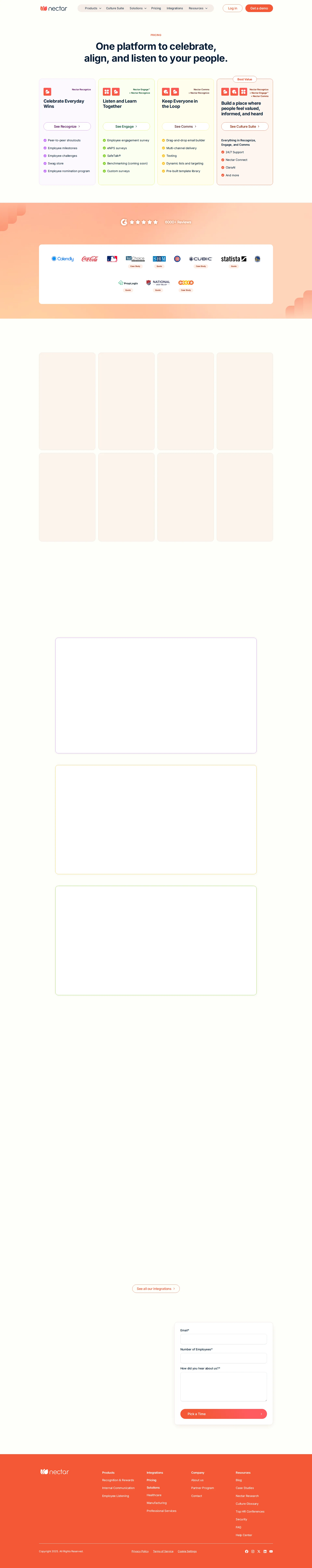 Nectar HR pricing page screenshot