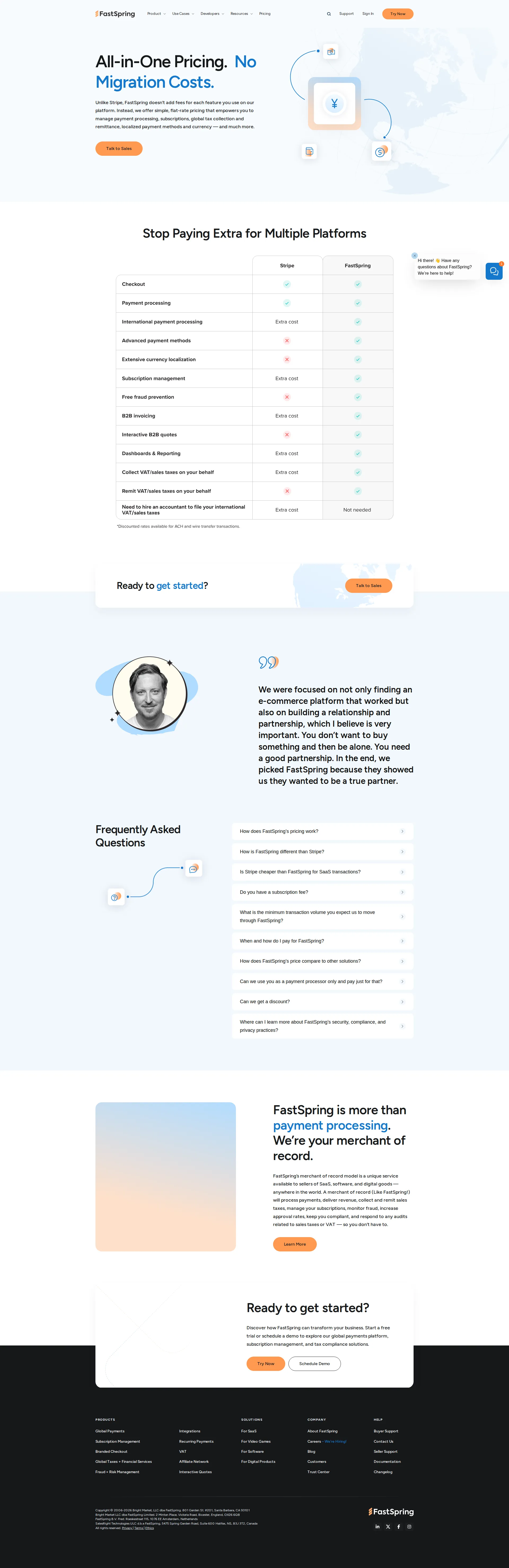 FastSpring pricing page screenshot