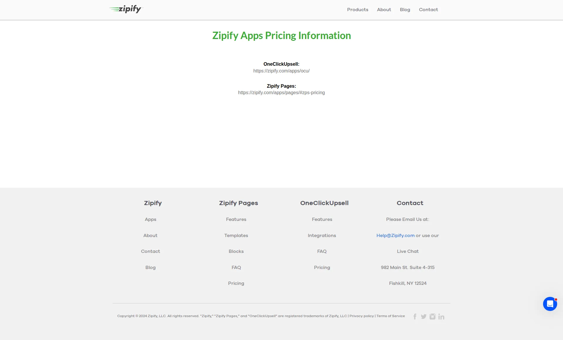 Zipify Pages pricing page screenshot