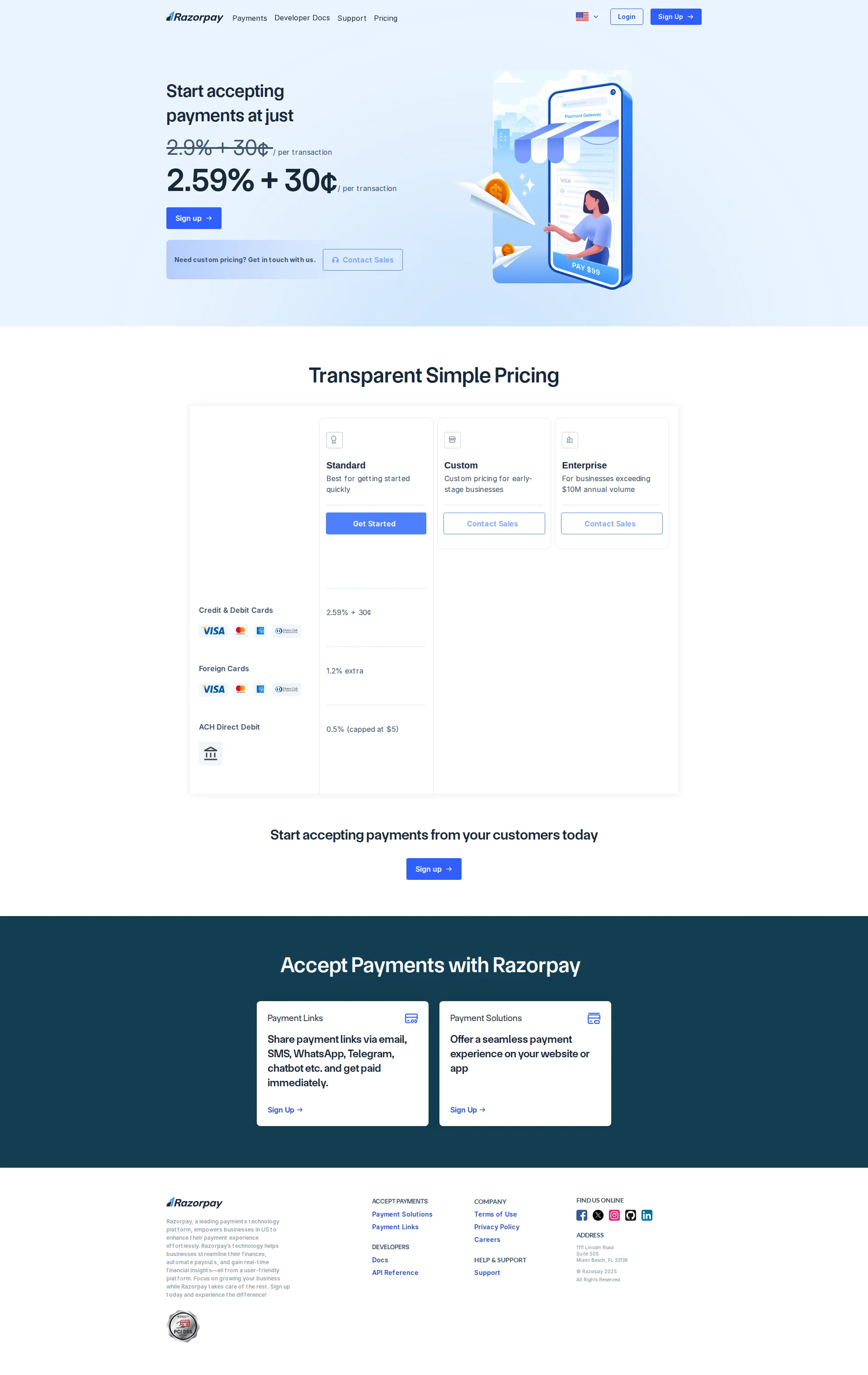 Razorpay pricing page screenshot