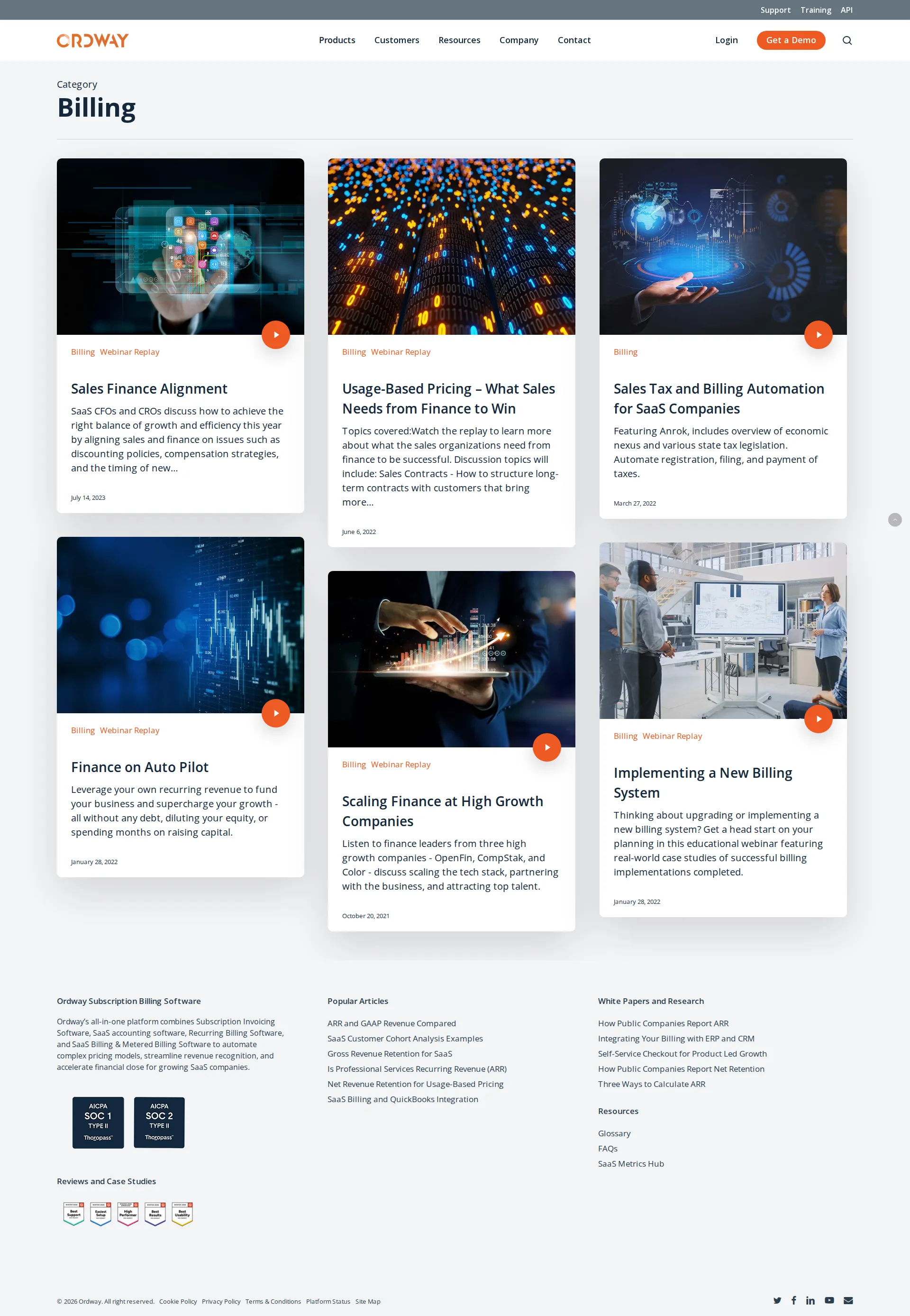 Ordway pricing page screenshot
