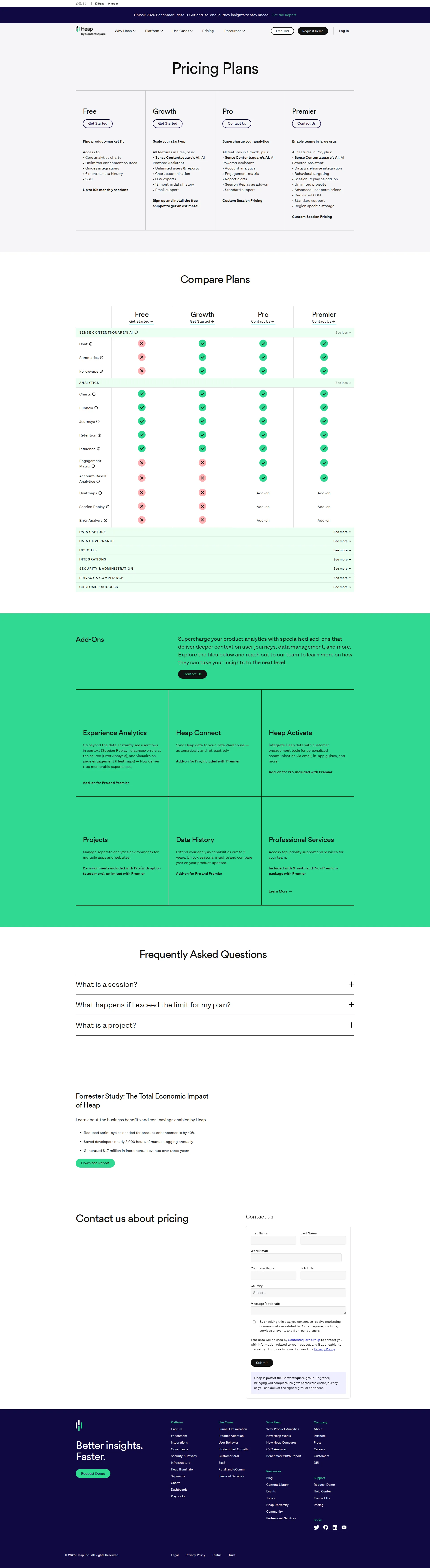 Heap pricing page screenshot