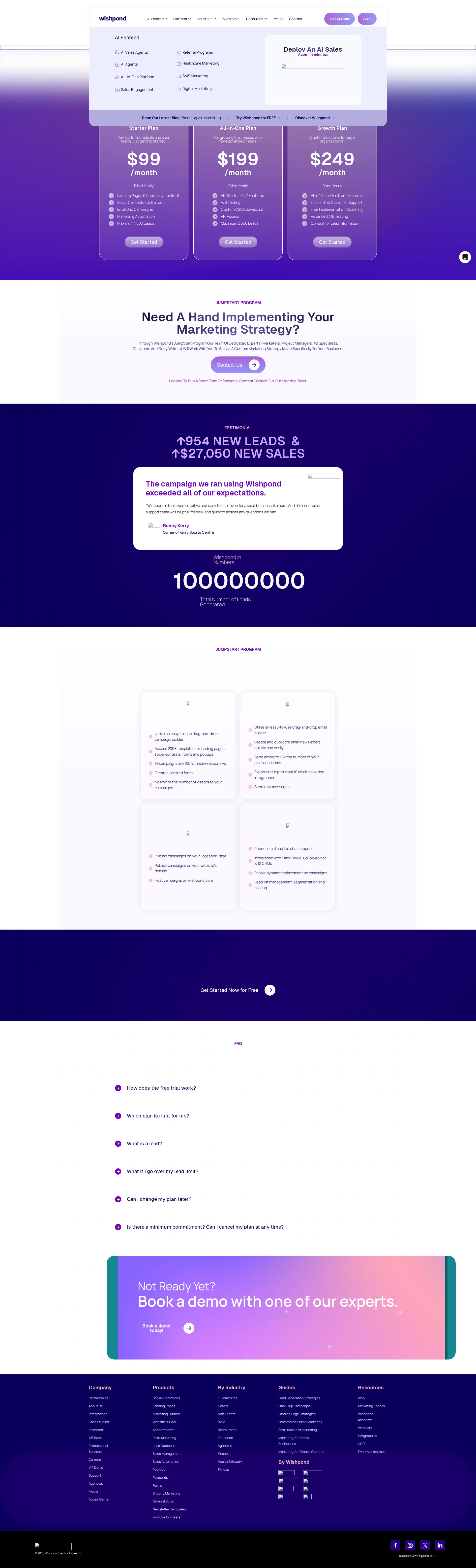 Wishpond pricing page screenshot