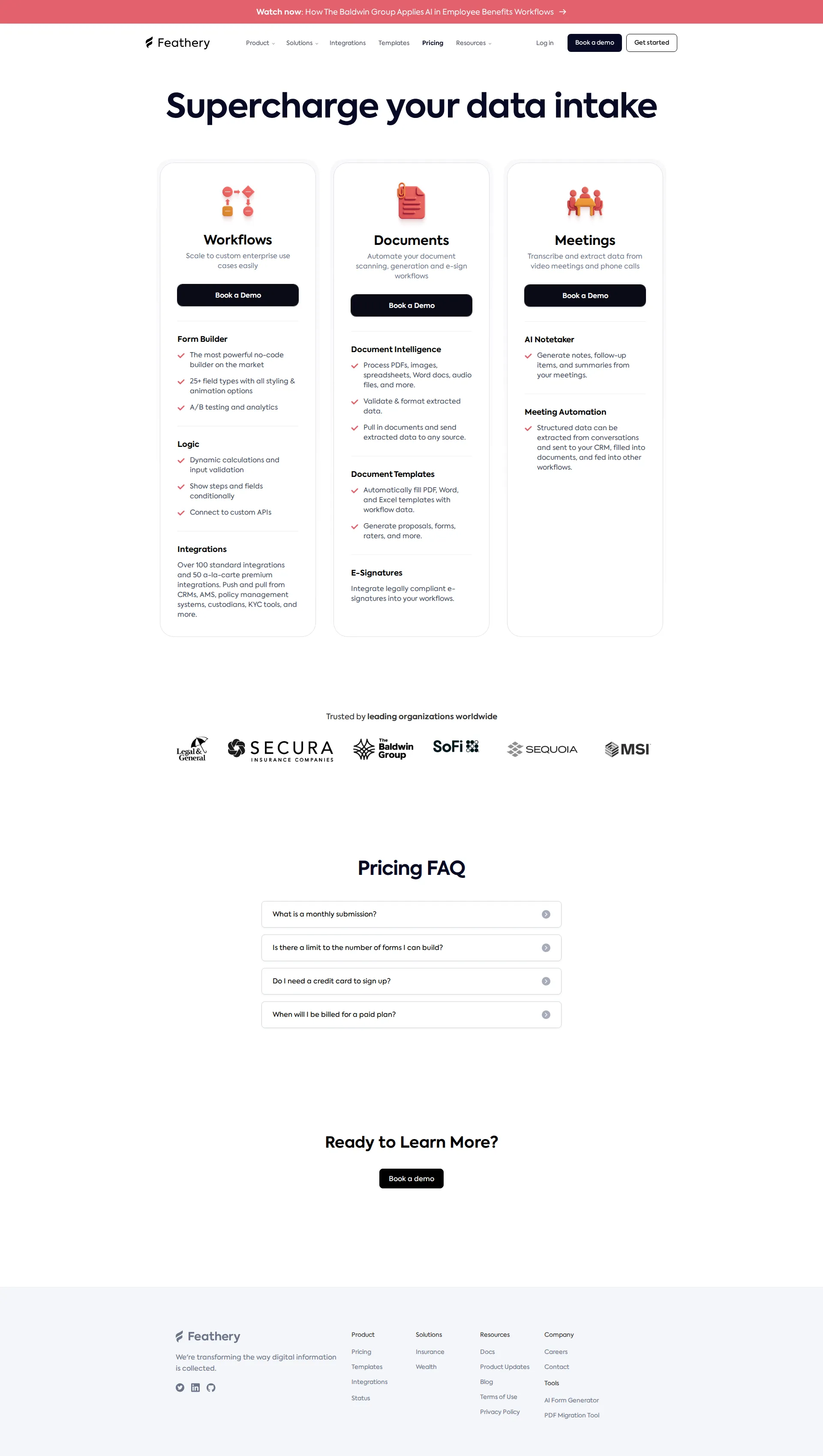 Feathery pricing page screenshot