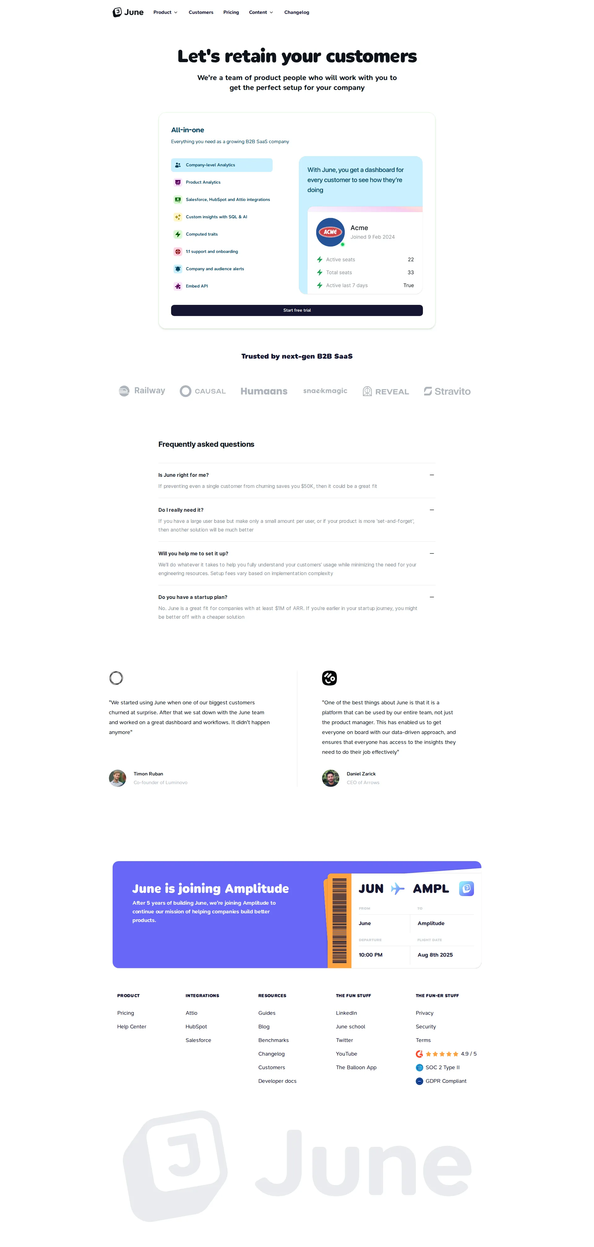 June pricing page screenshot