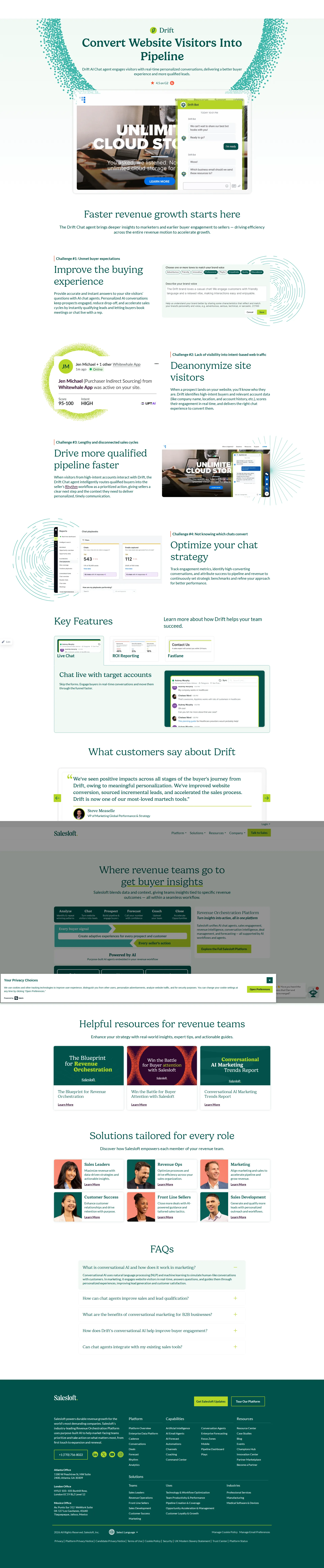 Drift Meetings pricing page screenshot