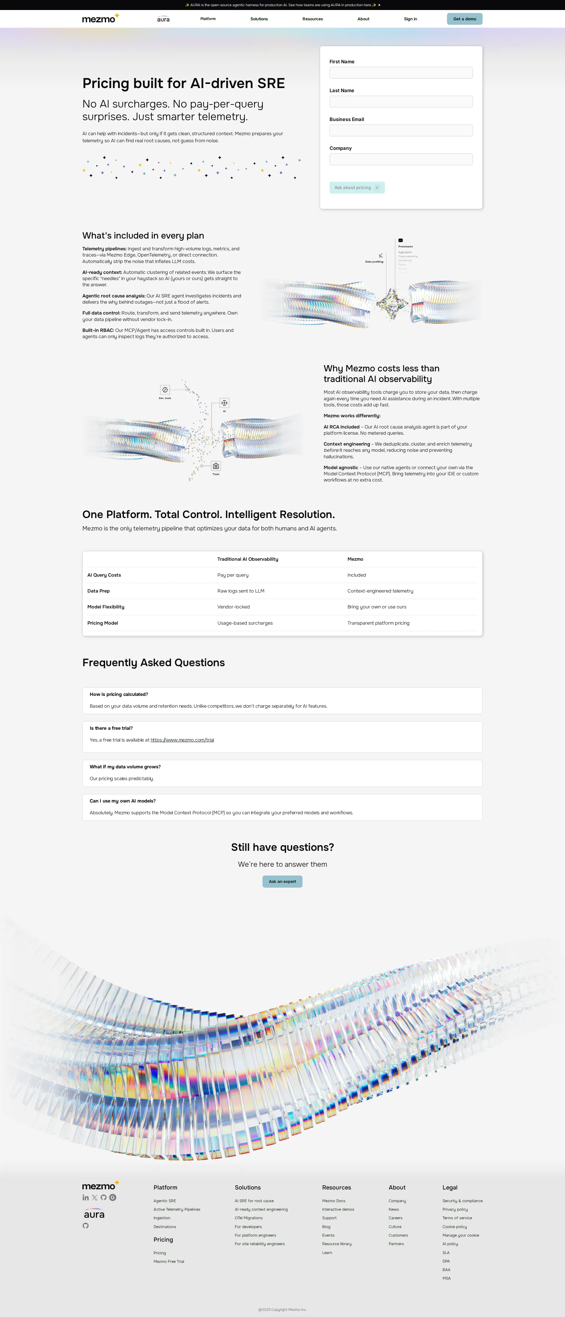 LogDNA pricing page screenshot