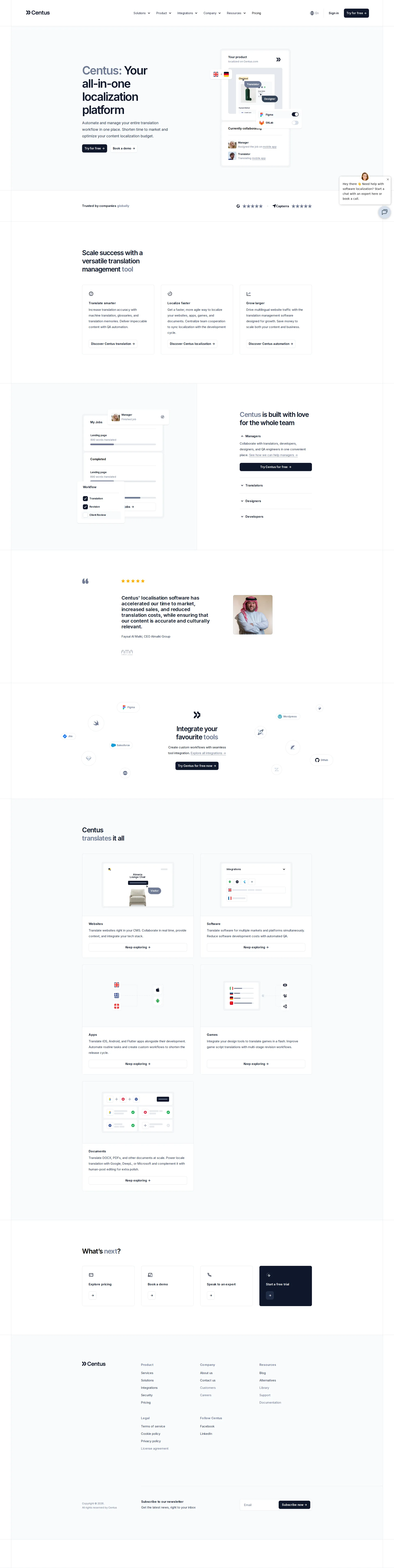 Centus pricing page screenshot