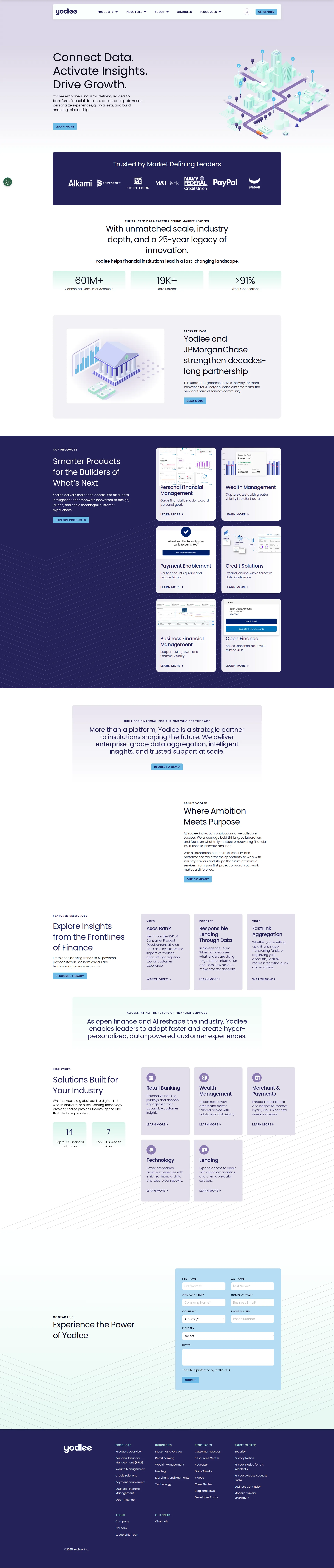 Yodlee pricing page screenshot