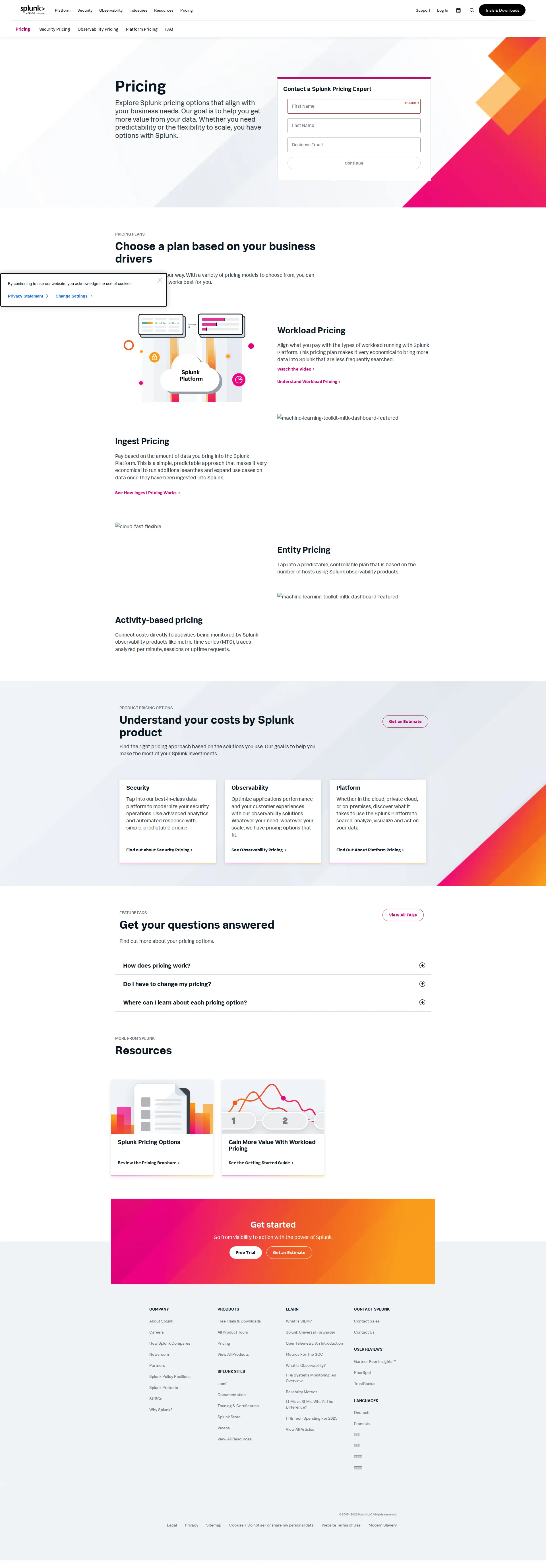 SignalFx pricing page screenshot
