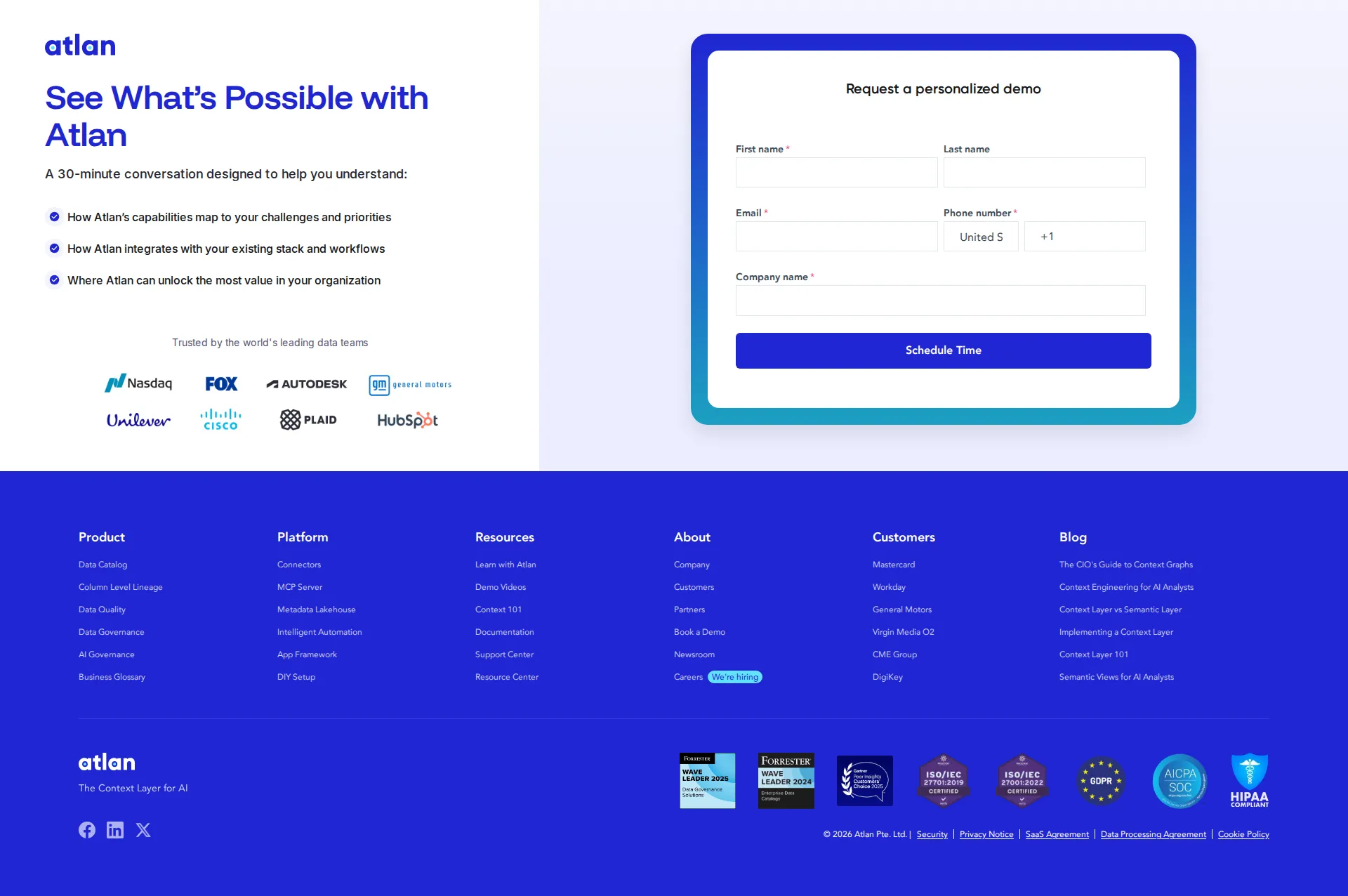 Atlan pricing page screenshot