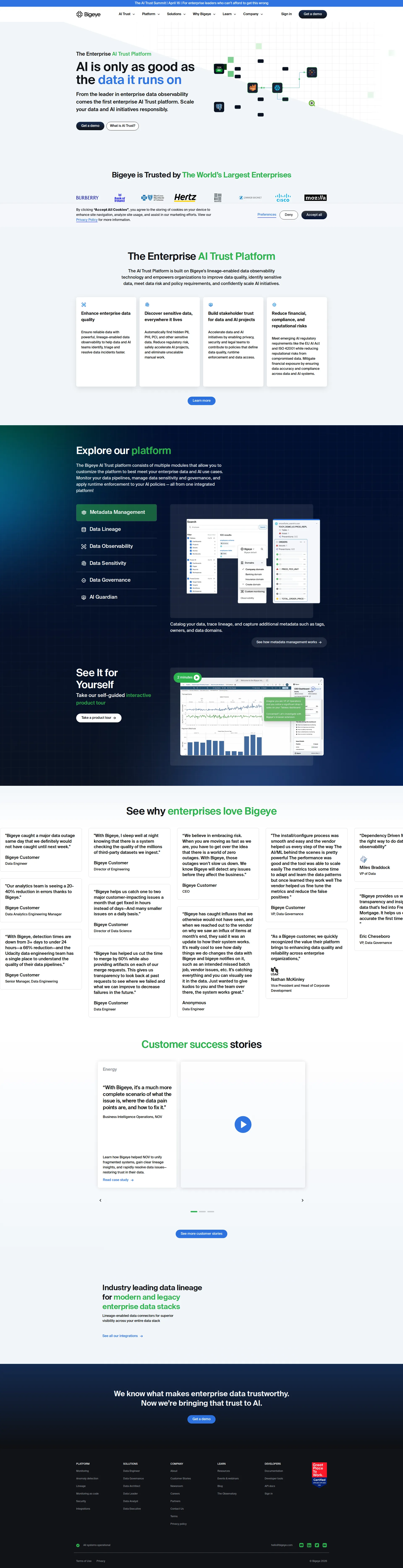 Bigeye pricing page screenshot