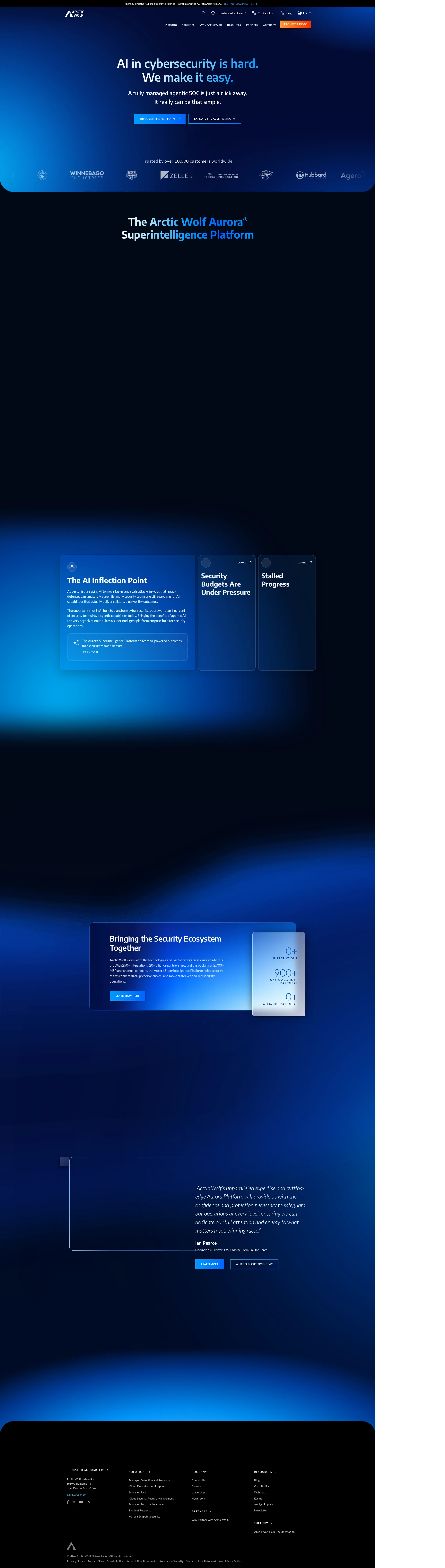 Arctic Wolf pricing page screenshot