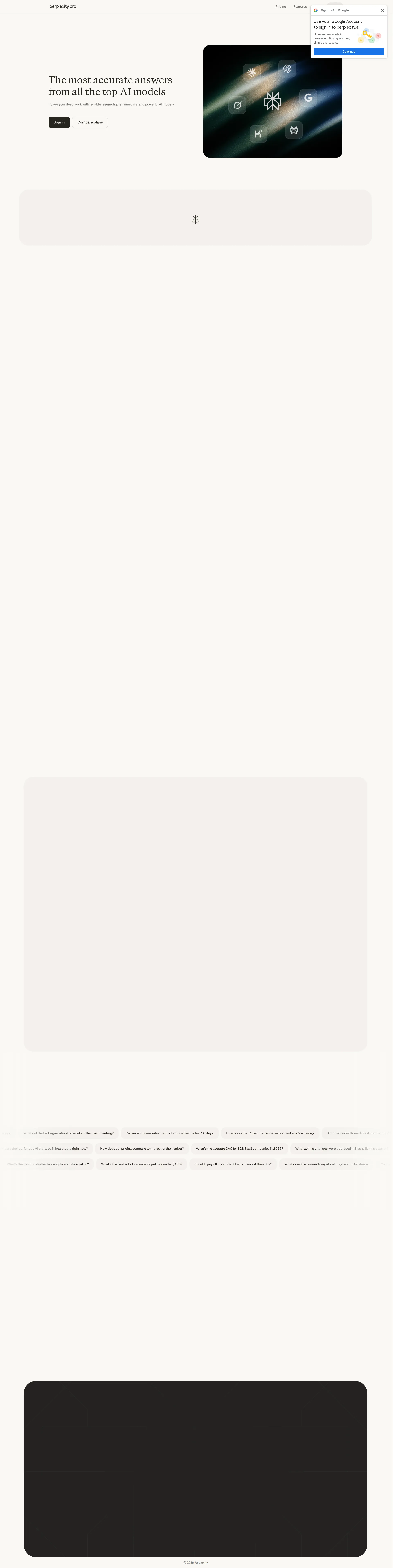 Perplexity pricing page screenshot