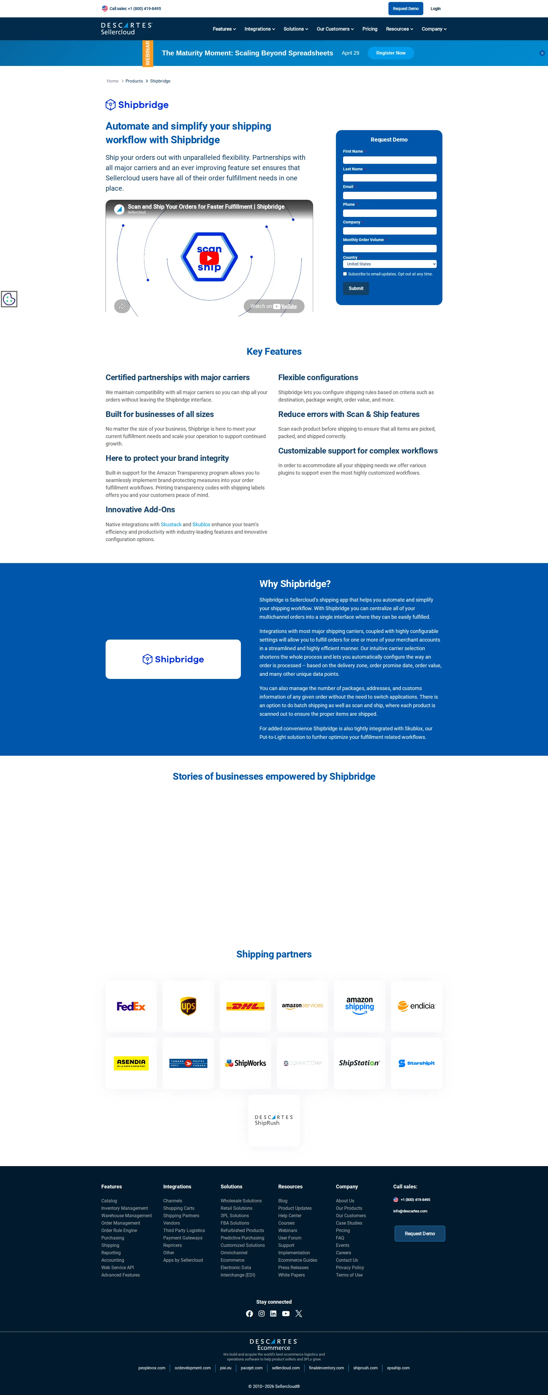 ShipBridge pricing page screenshot