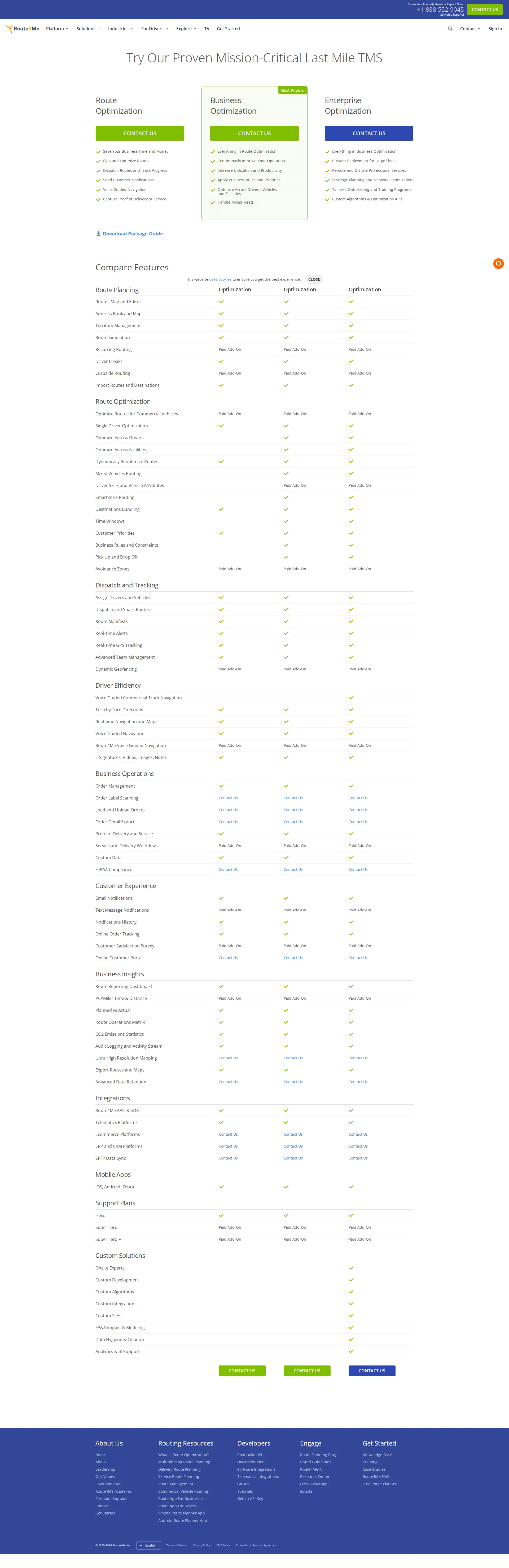 Route4Me pricing page screenshot