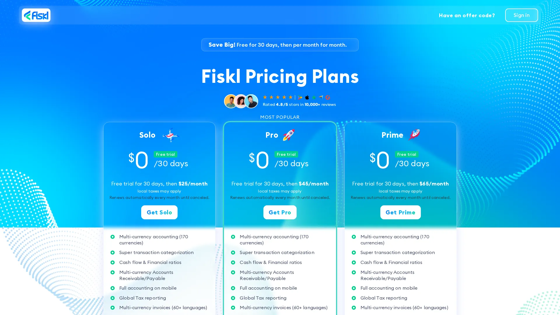 Fiskl pricing page screenshot