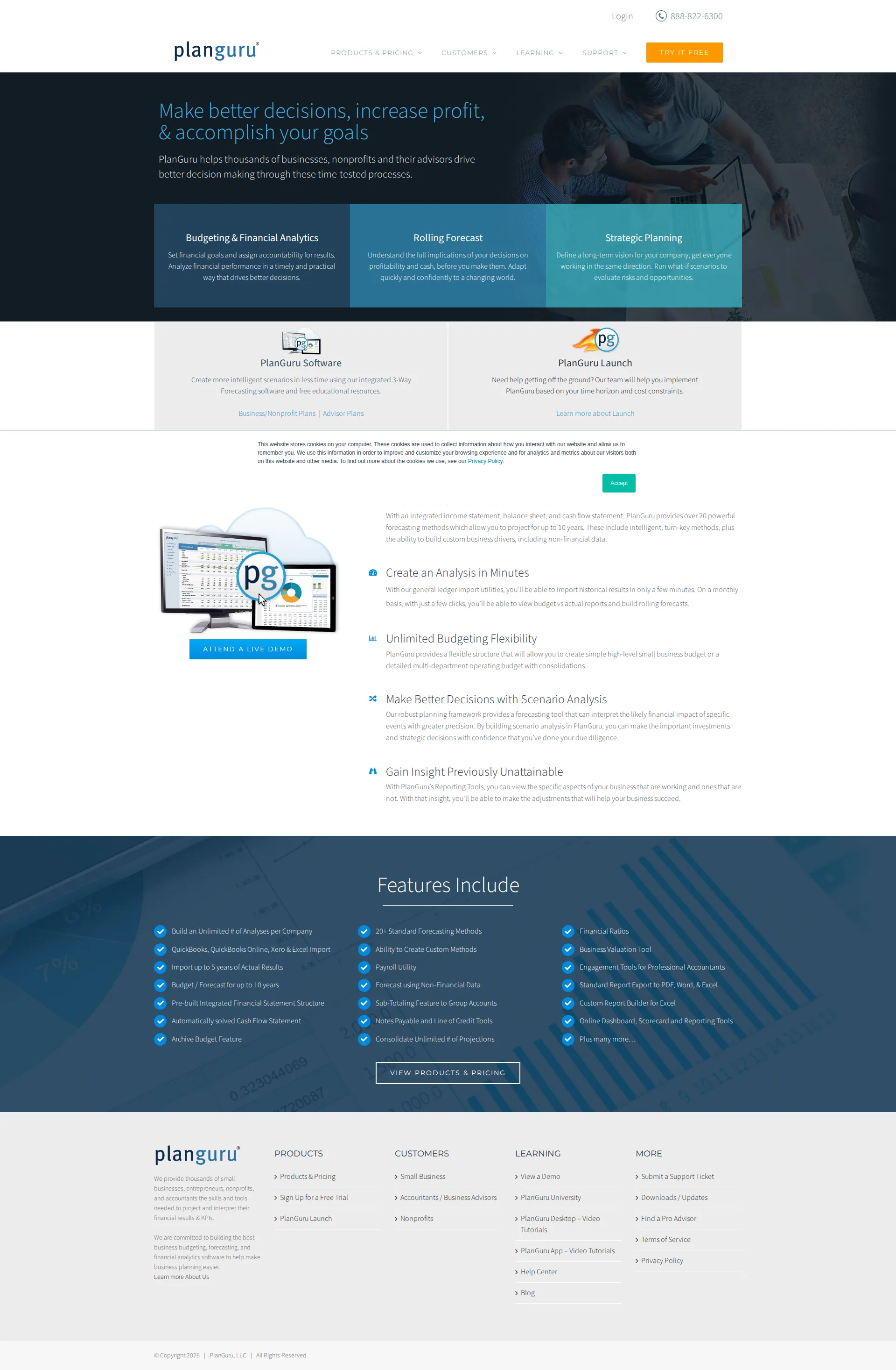 PlanGuru pricing page screenshot