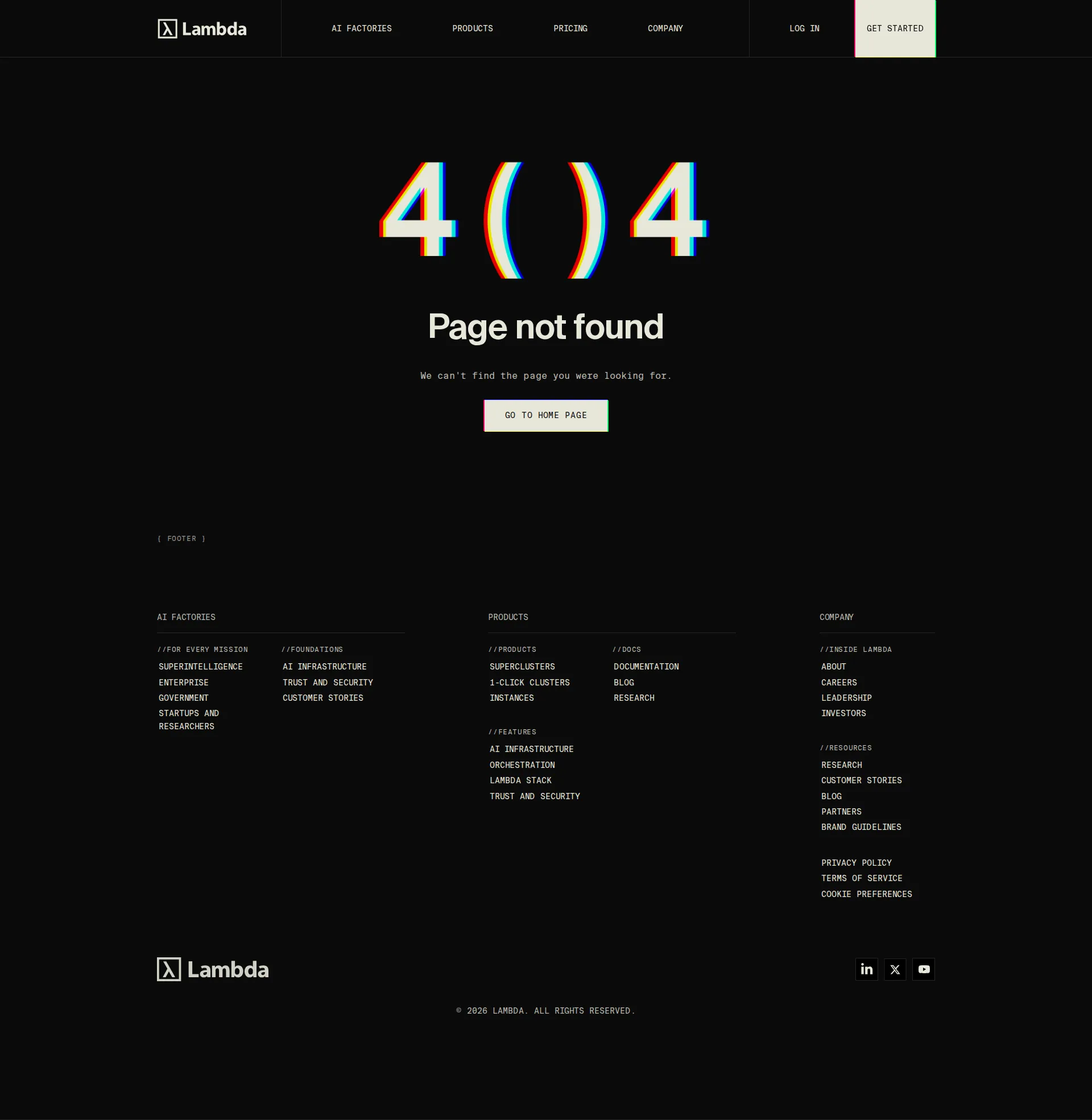 Lambda Cloud pricing page screenshot