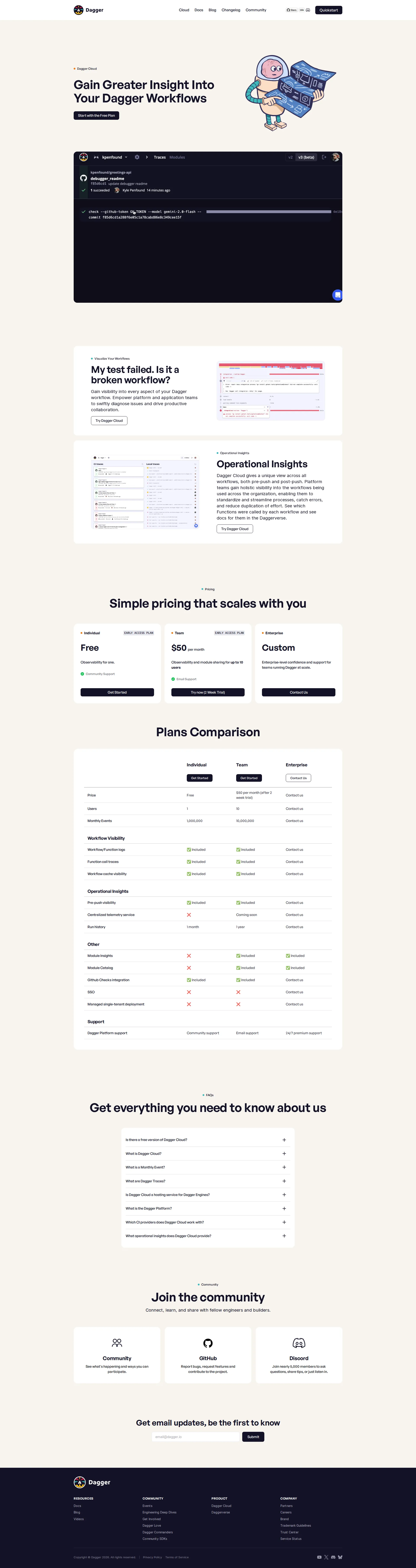 Dagger pricing page screenshot