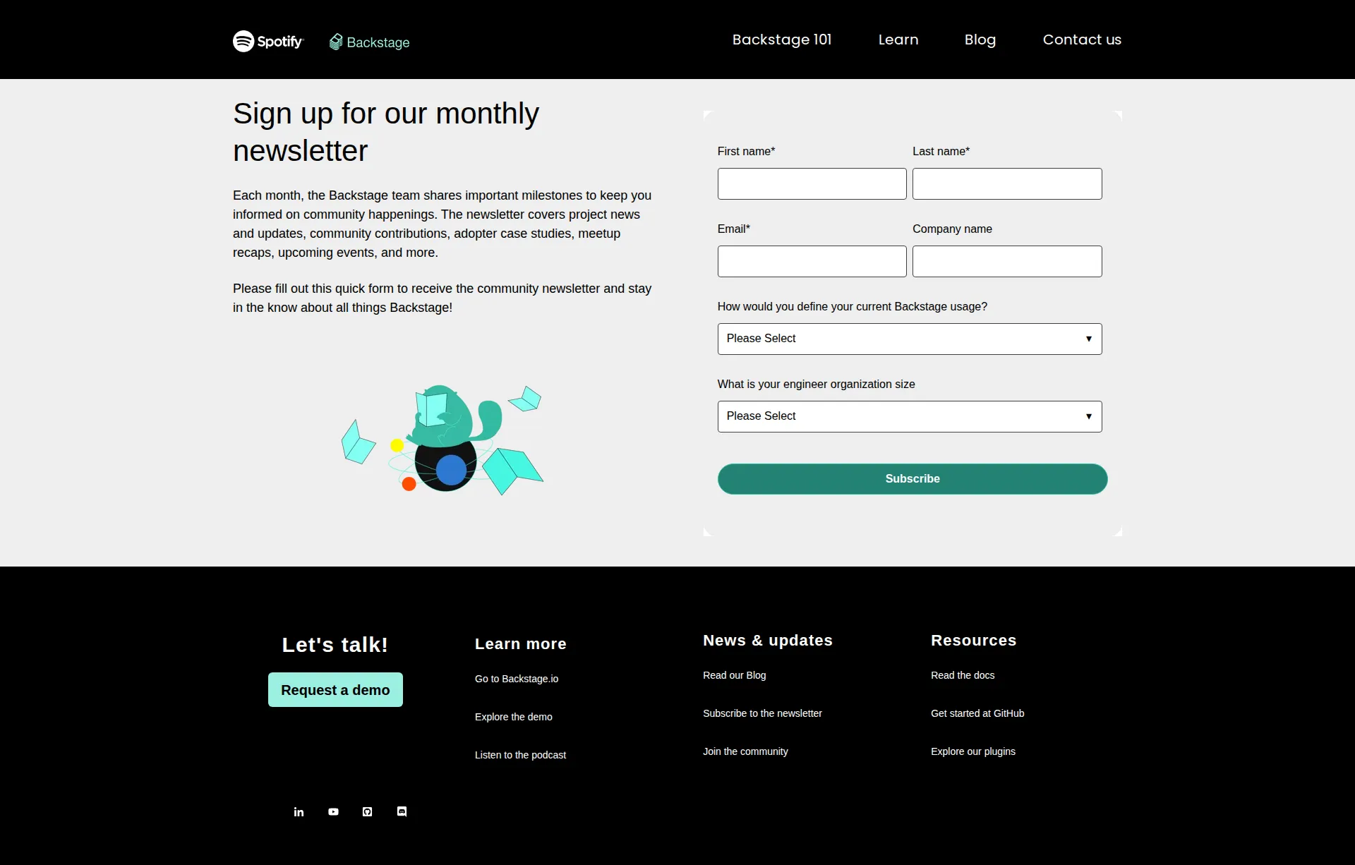 Backstage pricing page screenshot