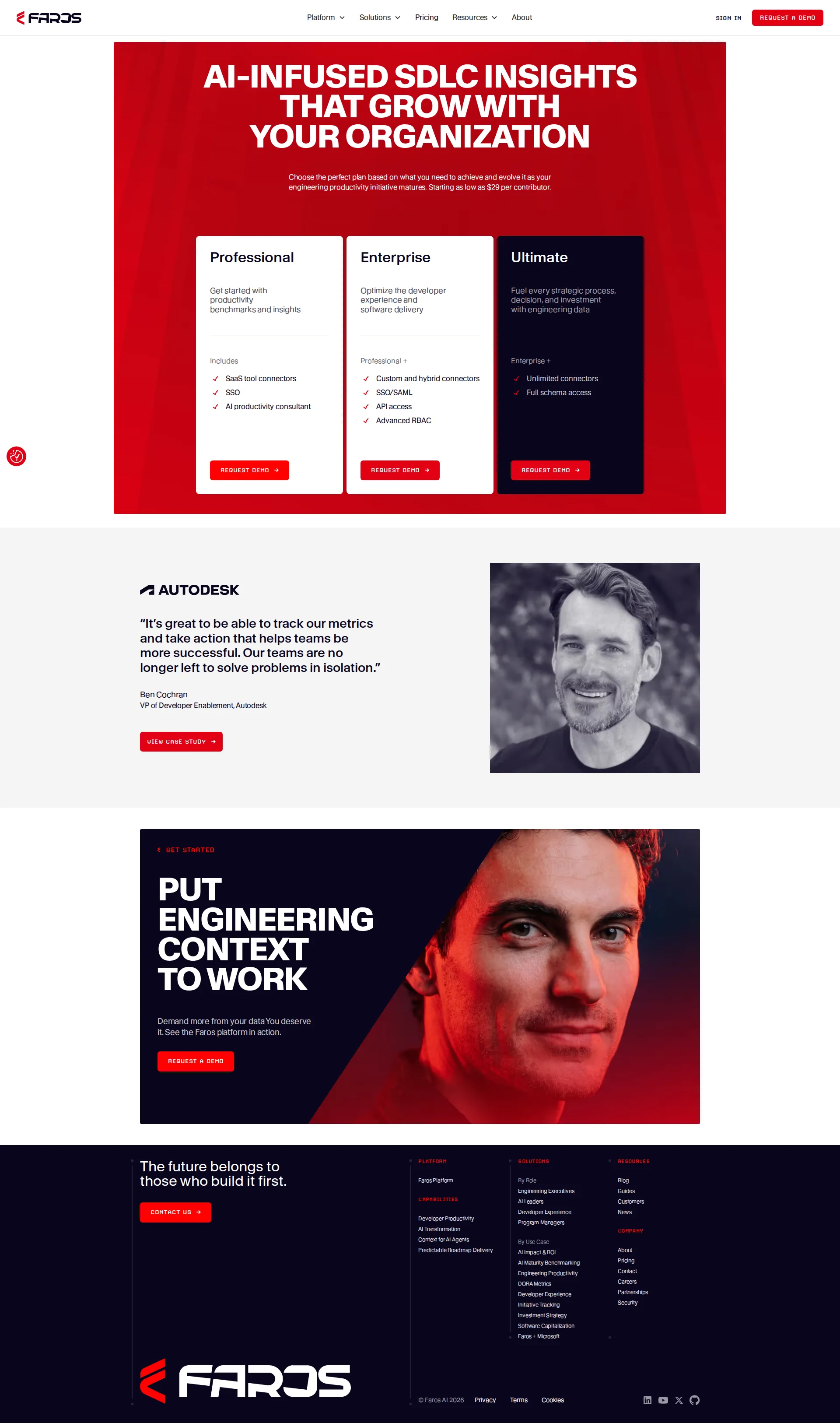 Faros AI pricing page screenshot