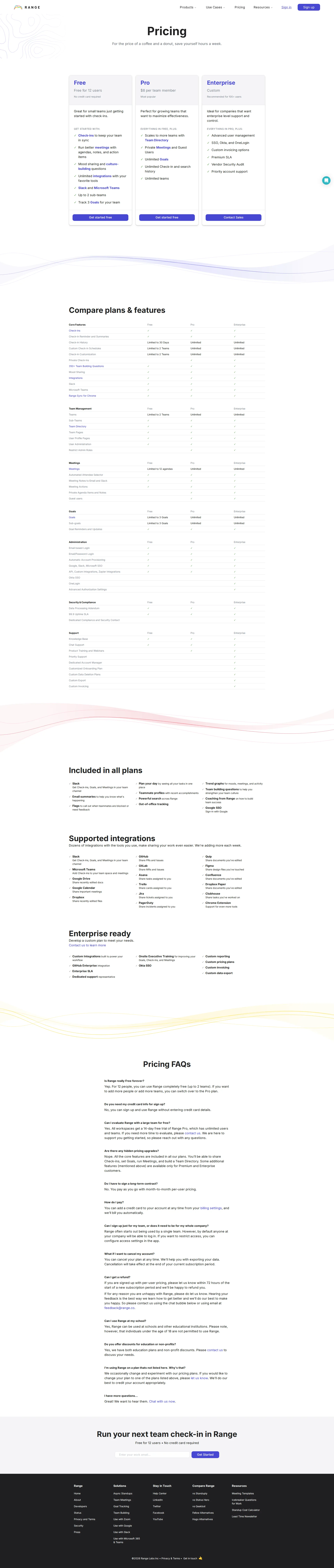 Range pricing page screenshot