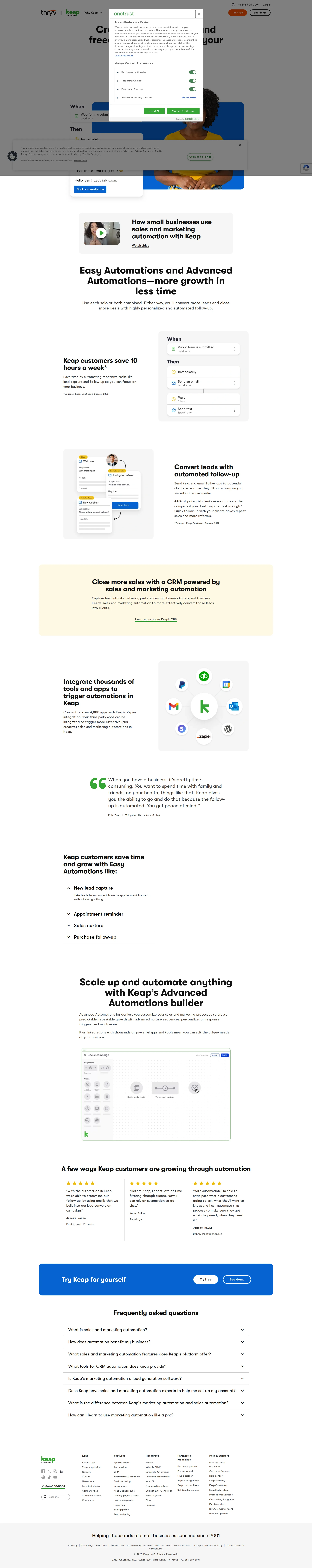 Keap Marketing pricing page screenshot