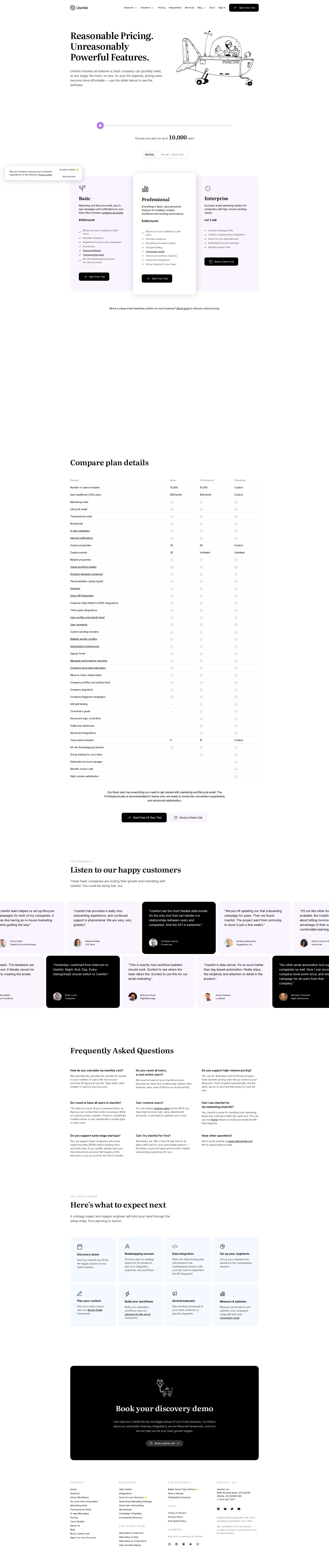 Userlist pricing page screenshot