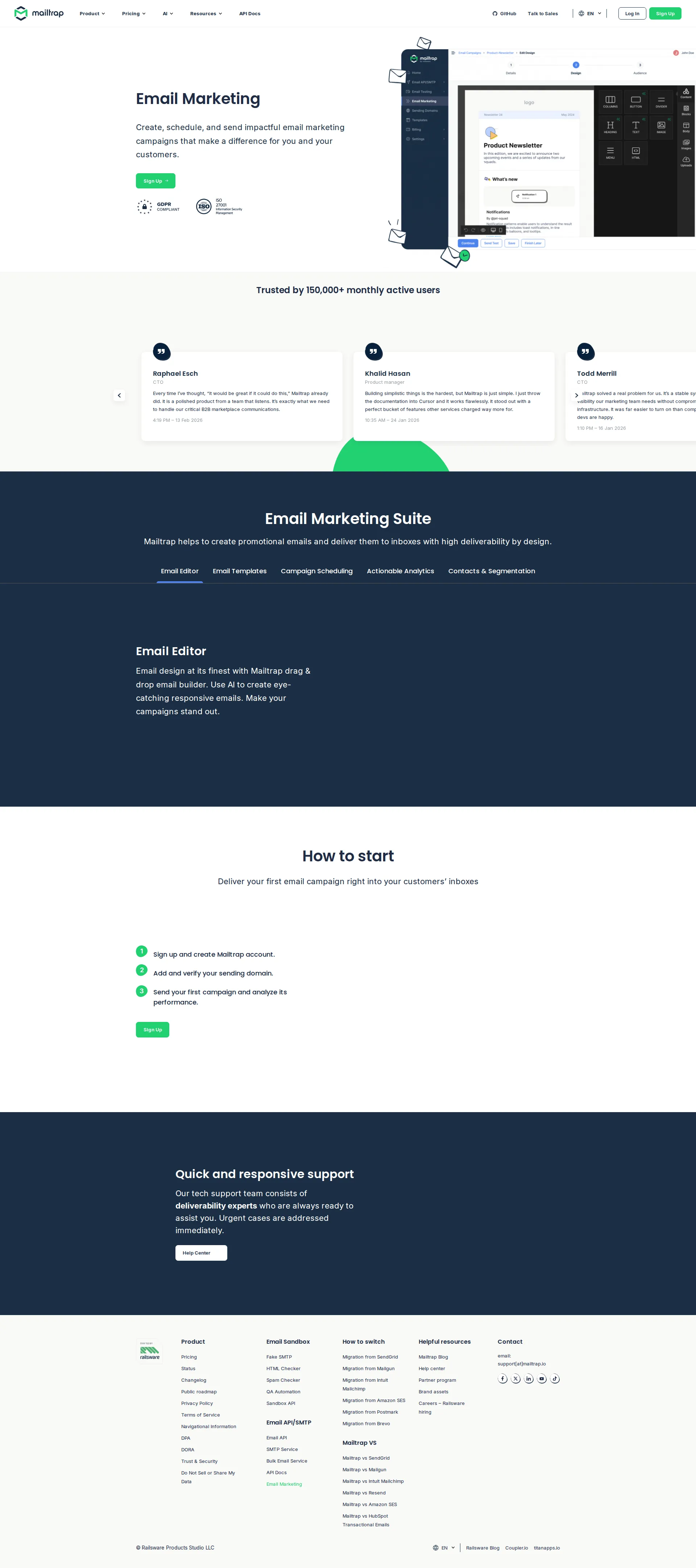 Mailtrap Marketing pricing page screenshot
