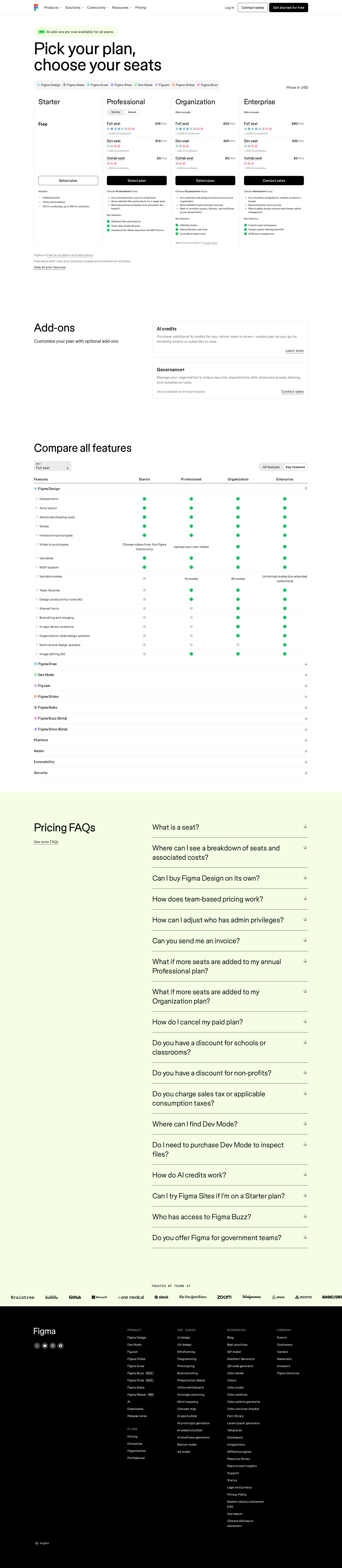 Figma pricing page screenshot