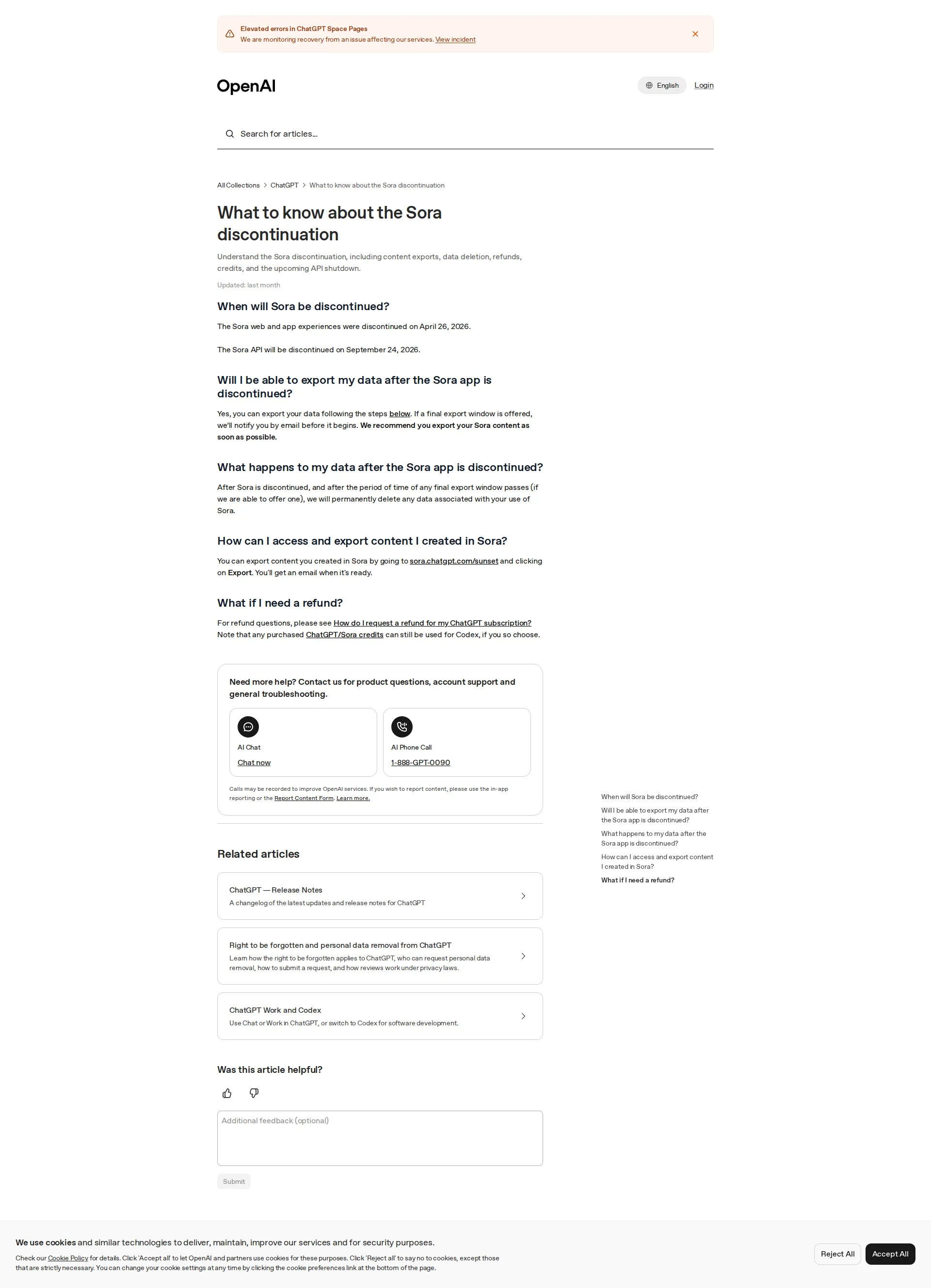 Sora pricing page screenshot