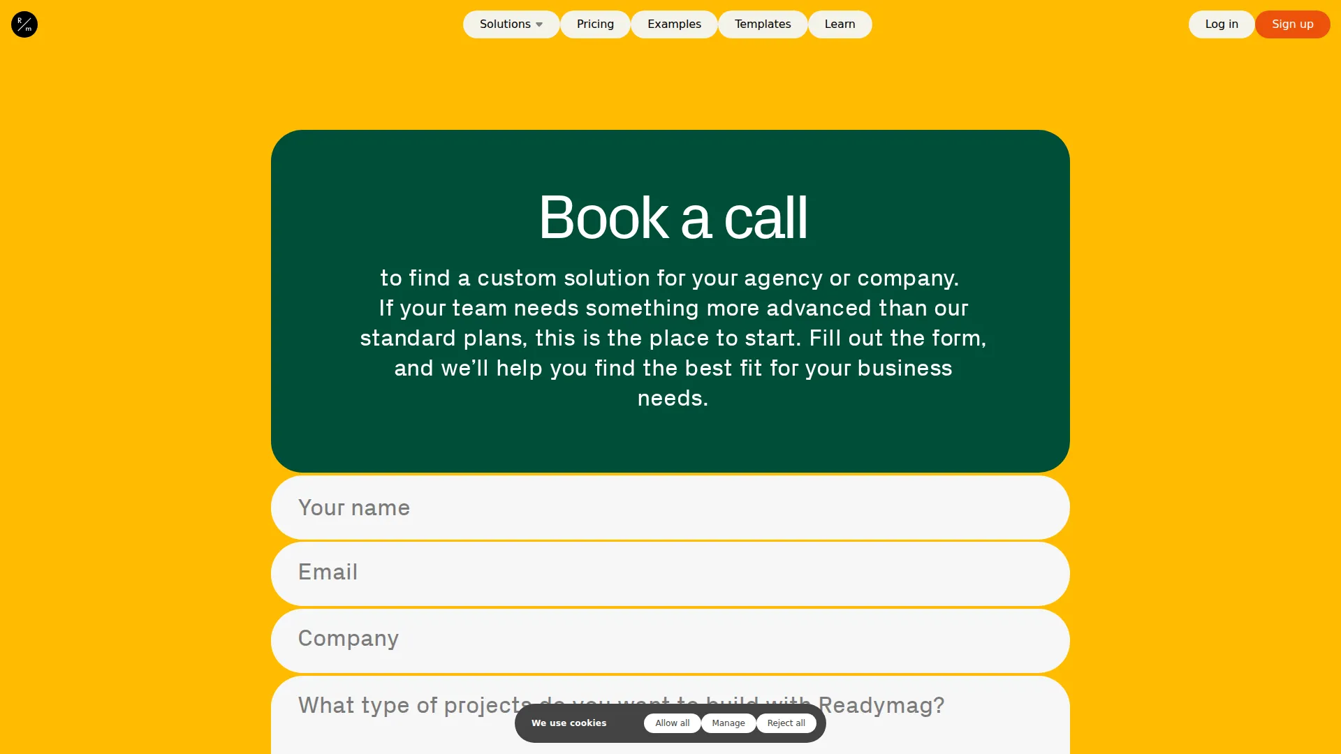 Readymag pricing page screenshot