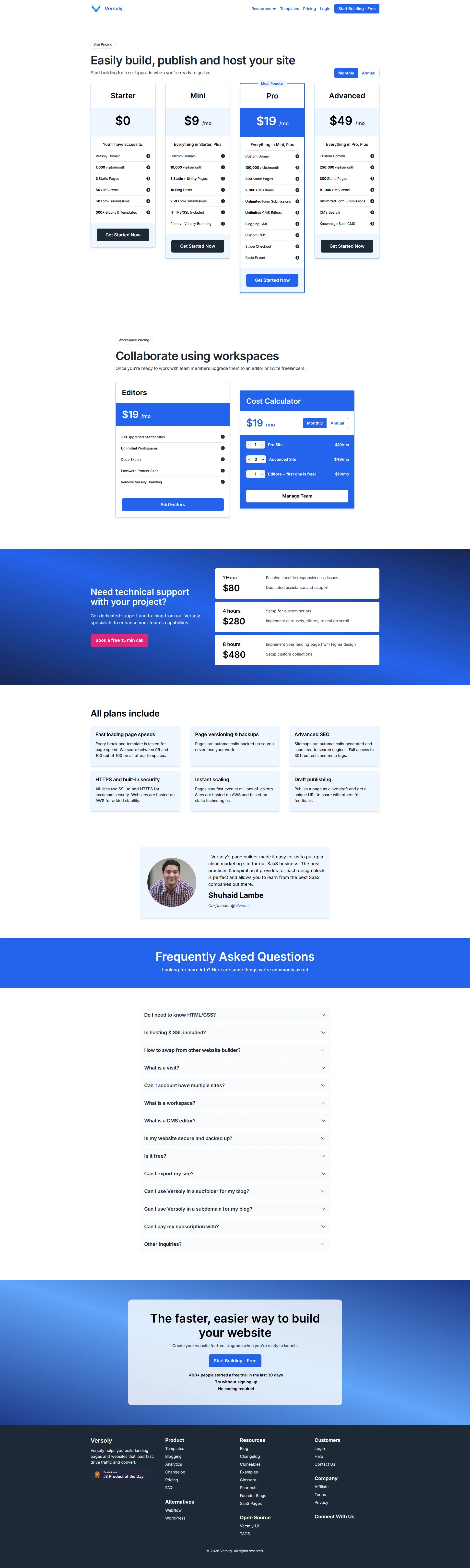 Versoly pricing page screenshot