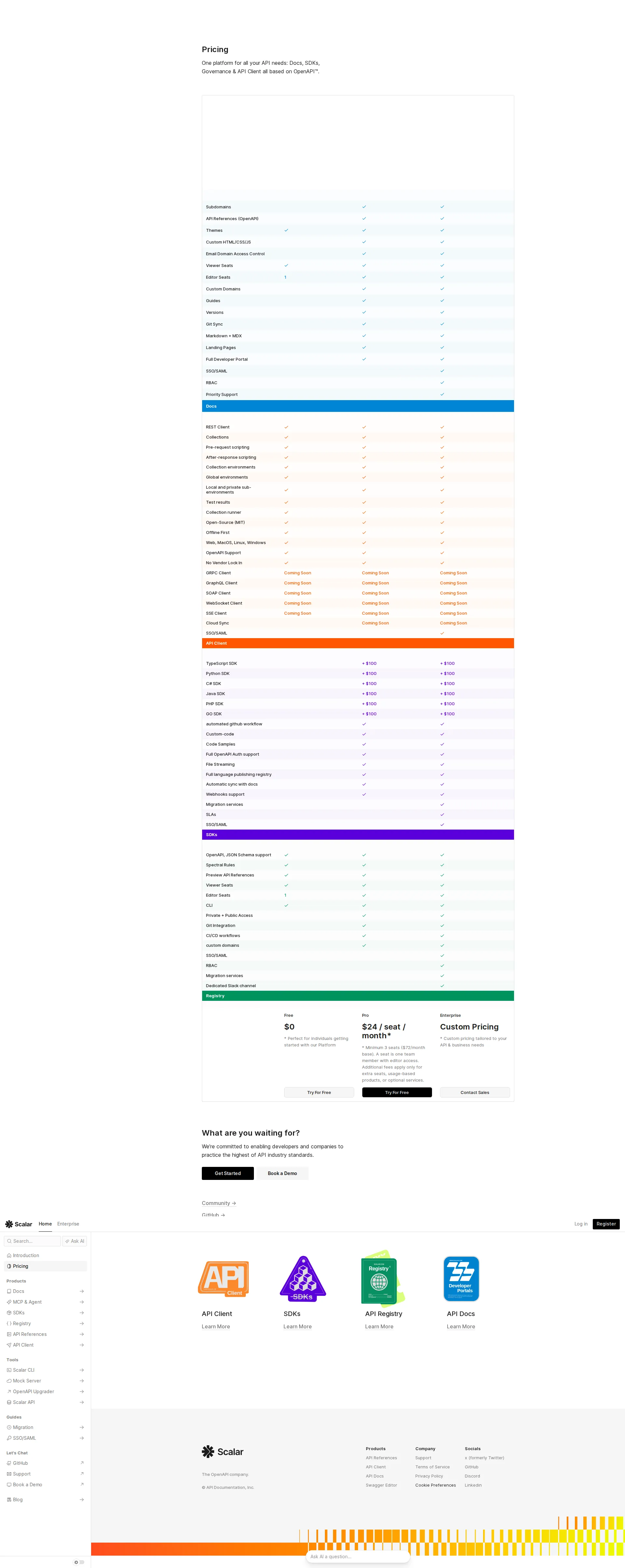 Scalar pricing page screenshot
