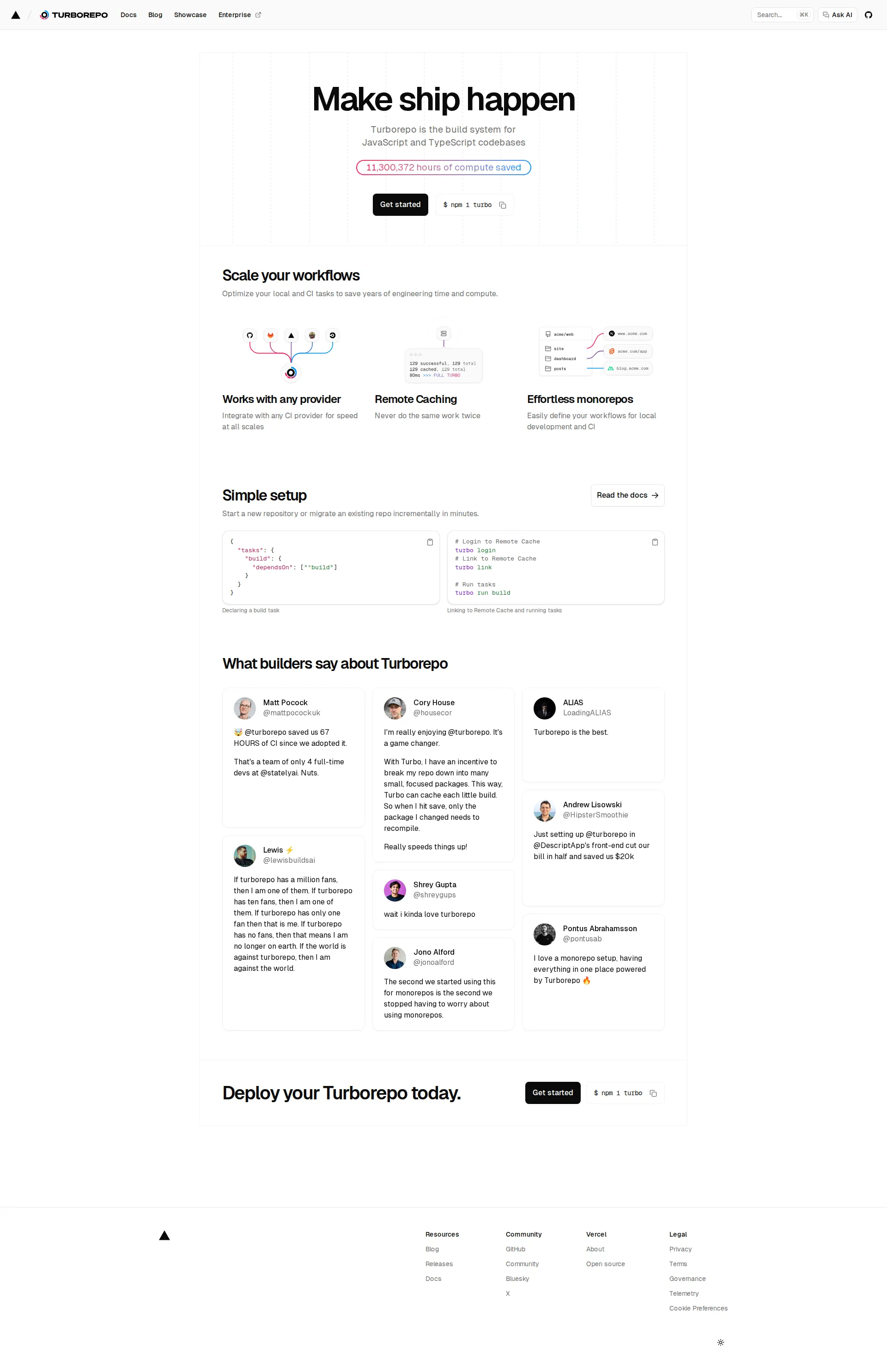 Turborepo pricing page screenshot