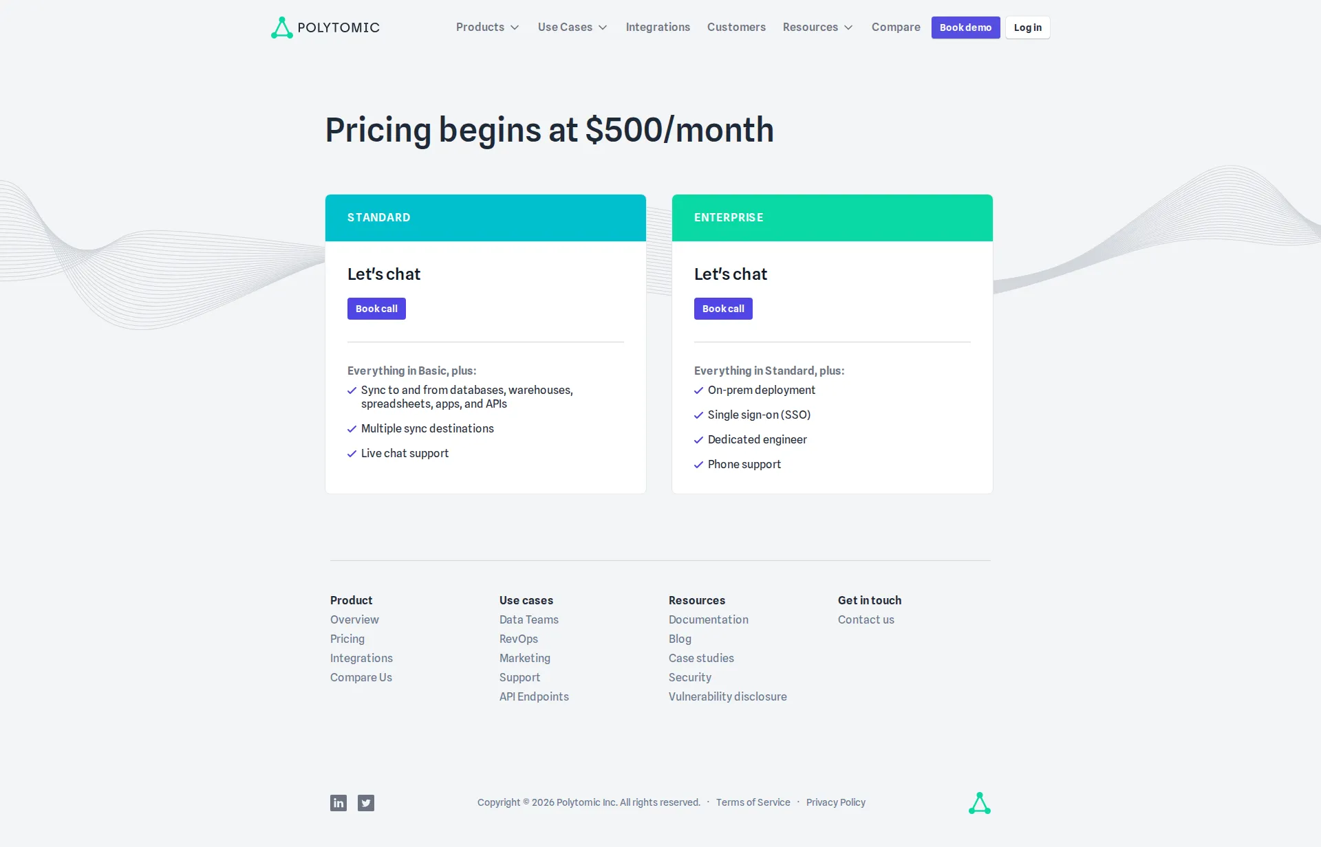Polytomic pricing page screenshot