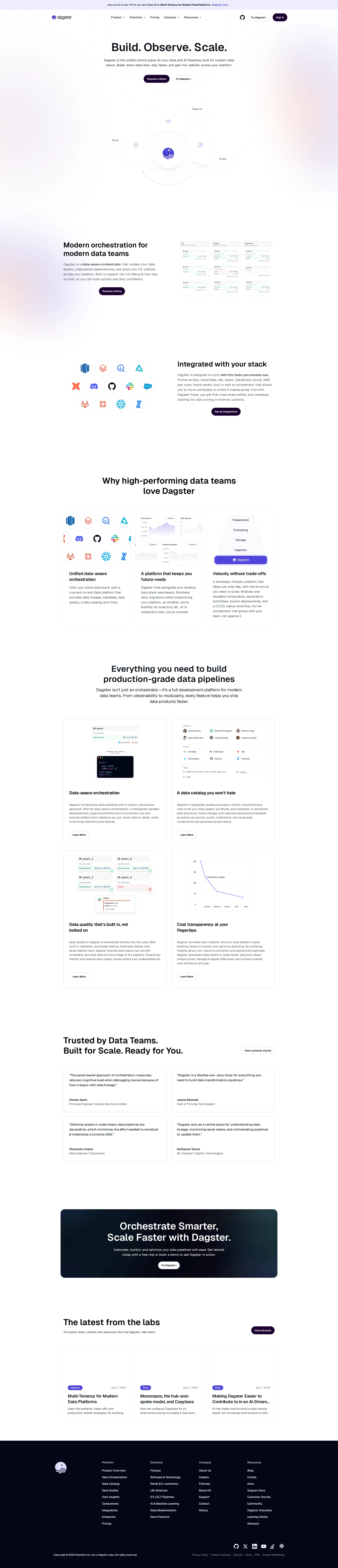 Dagster Cloud pricing page screenshot