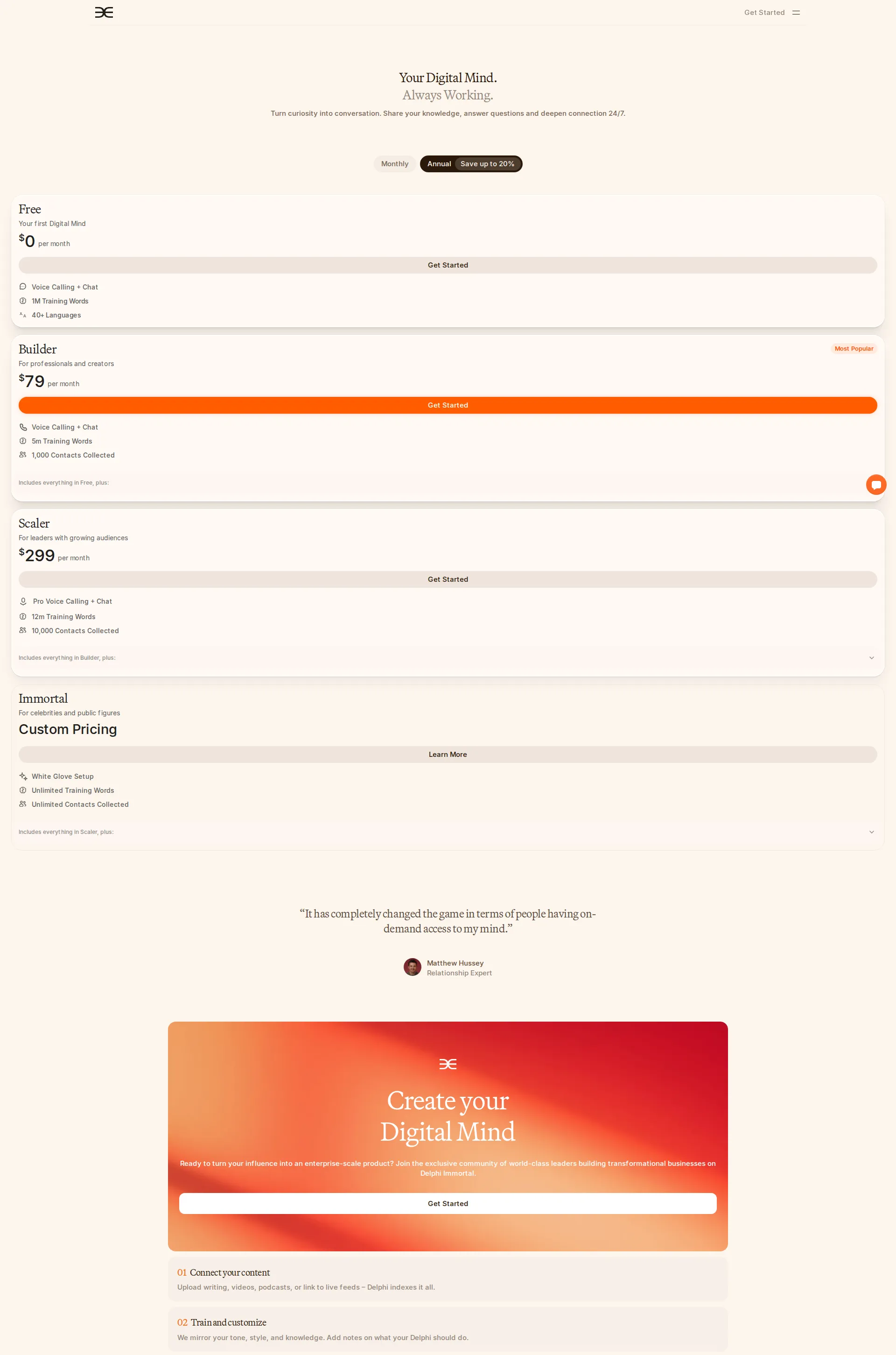 Delphi pricing page screenshot