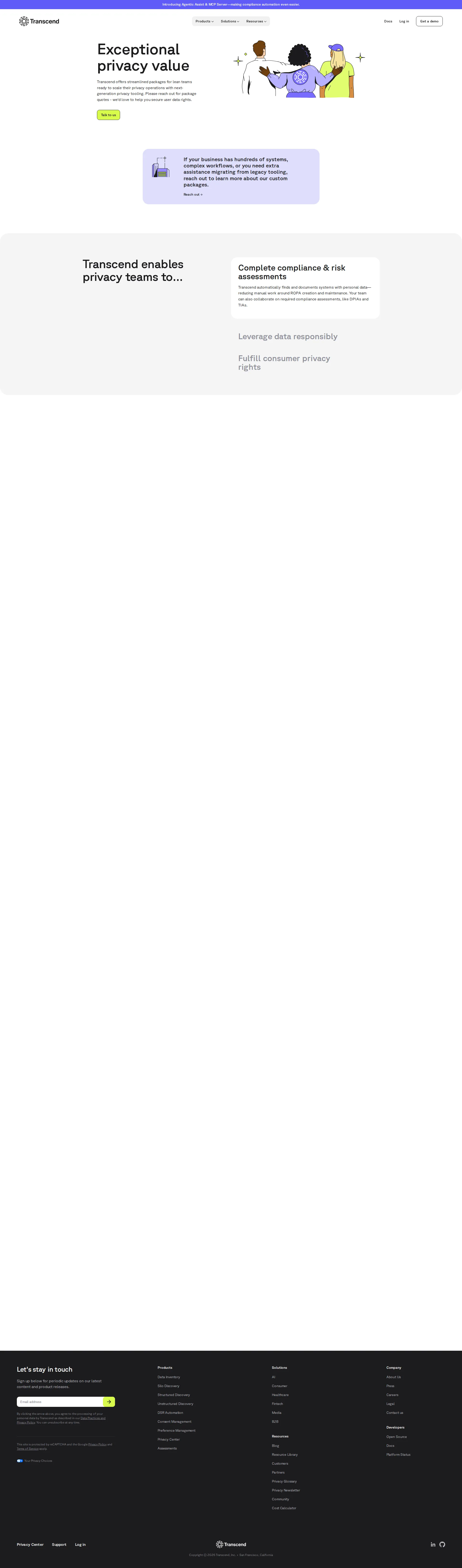 Transcend pricing page screenshot