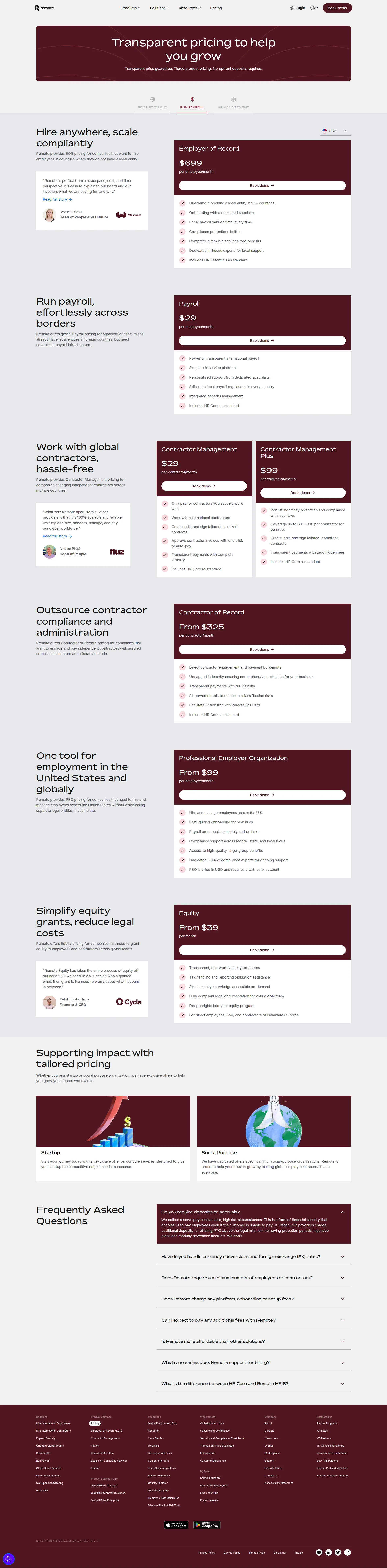 Remote pricing page screenshot