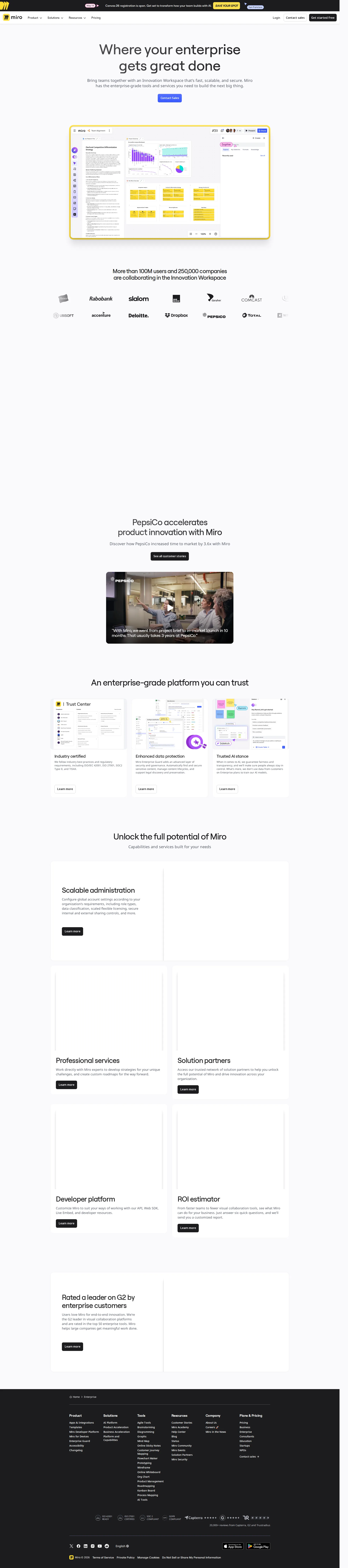 Miro Enterprise pricing page screenshot