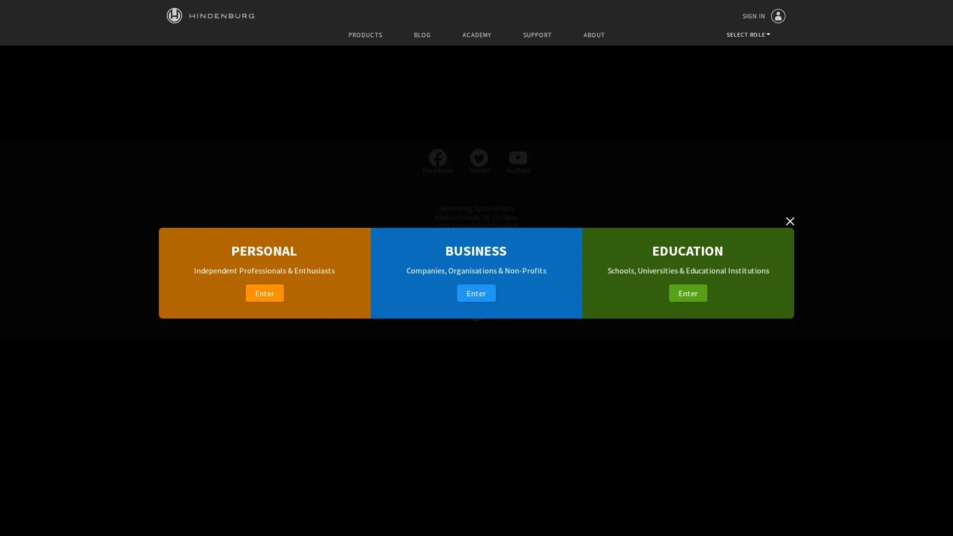 Hindenburg pricing page screenshot