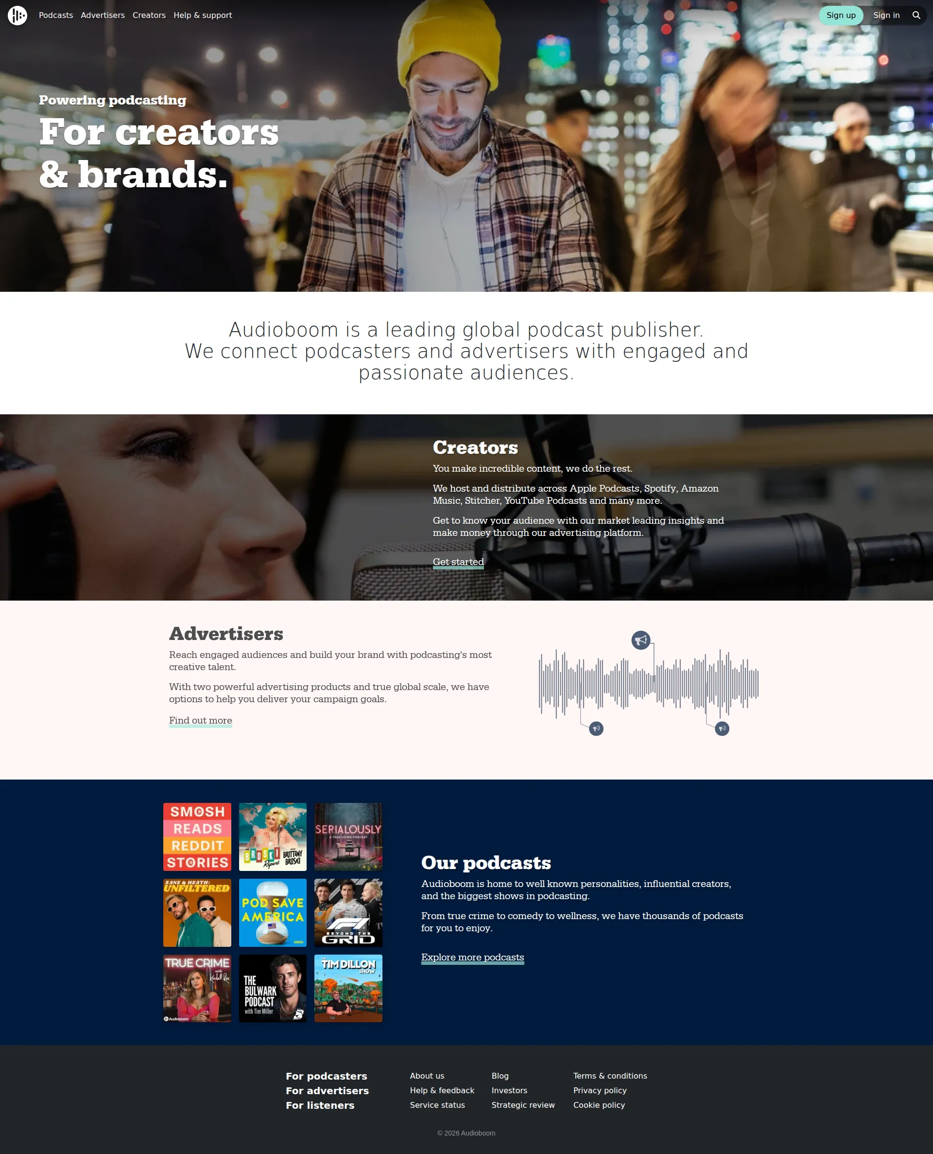 Audioboom pricing page screenshot