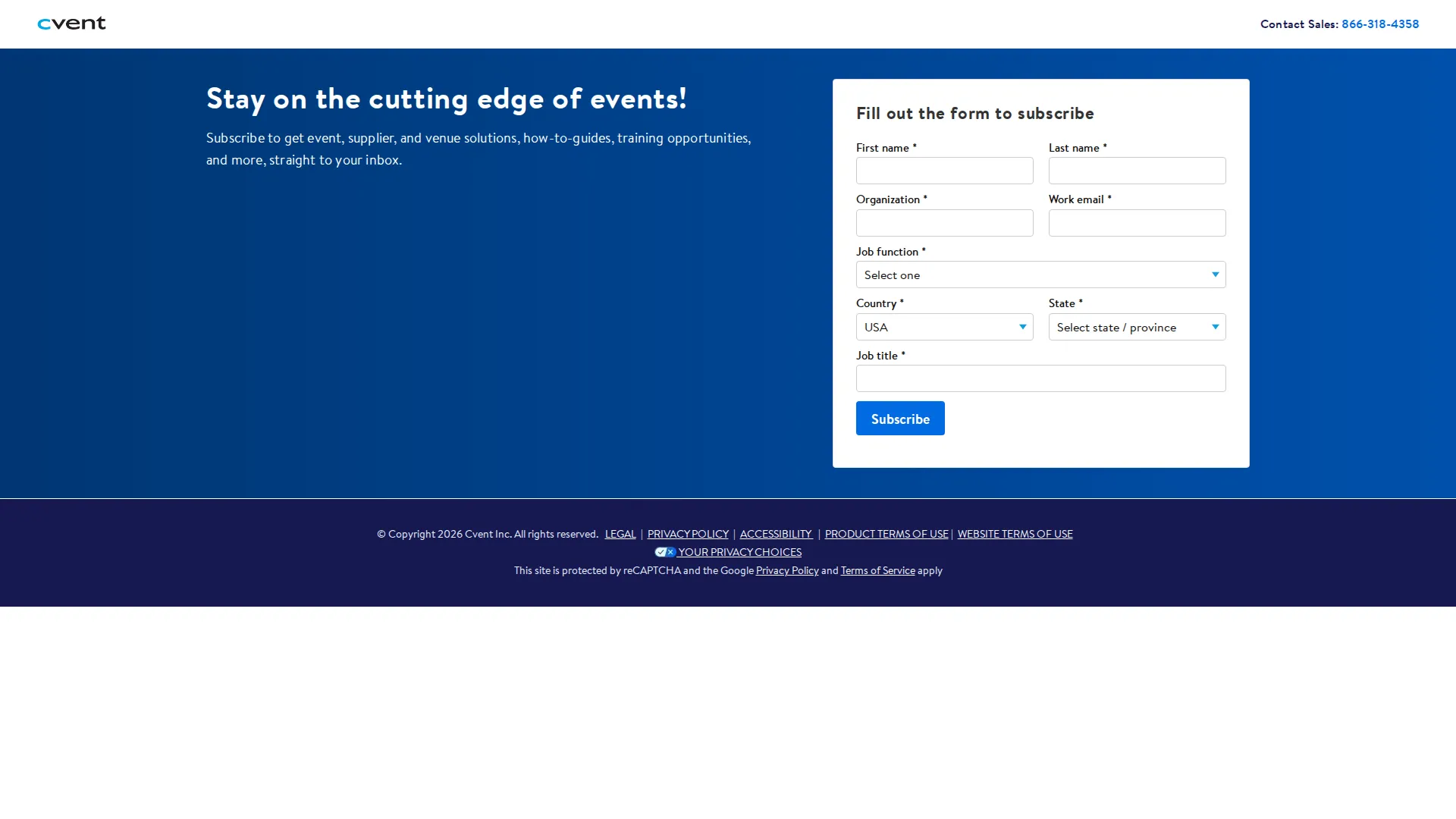 Cvent pricing page screenshot