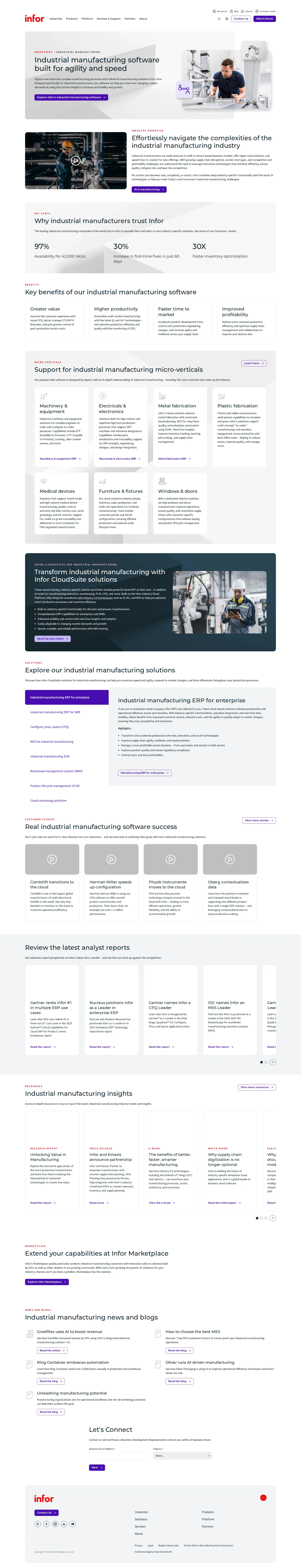 Infor CloudSuite pricing page screenshot
