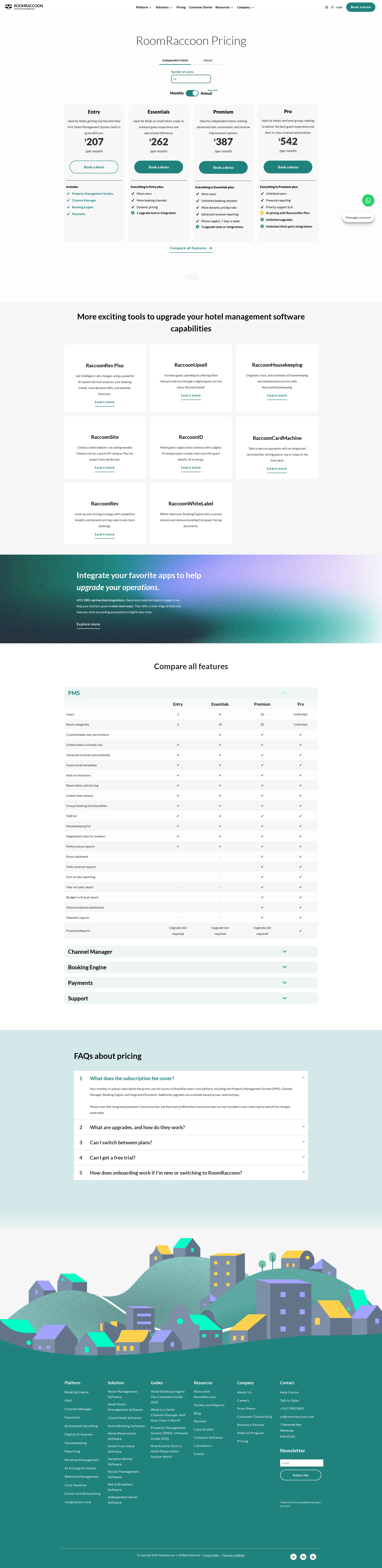 RoomRaccoon pricing page screenshot