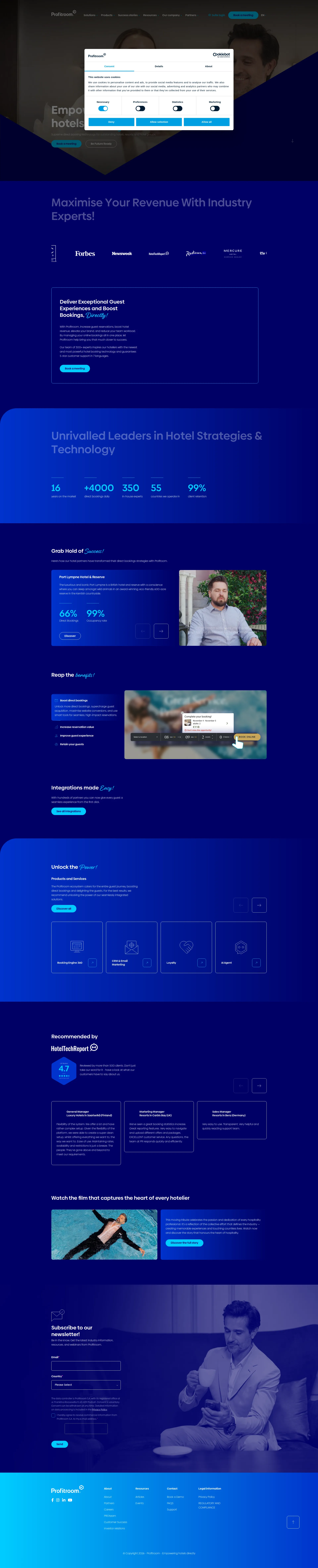 Profitroom pricing page screenshot