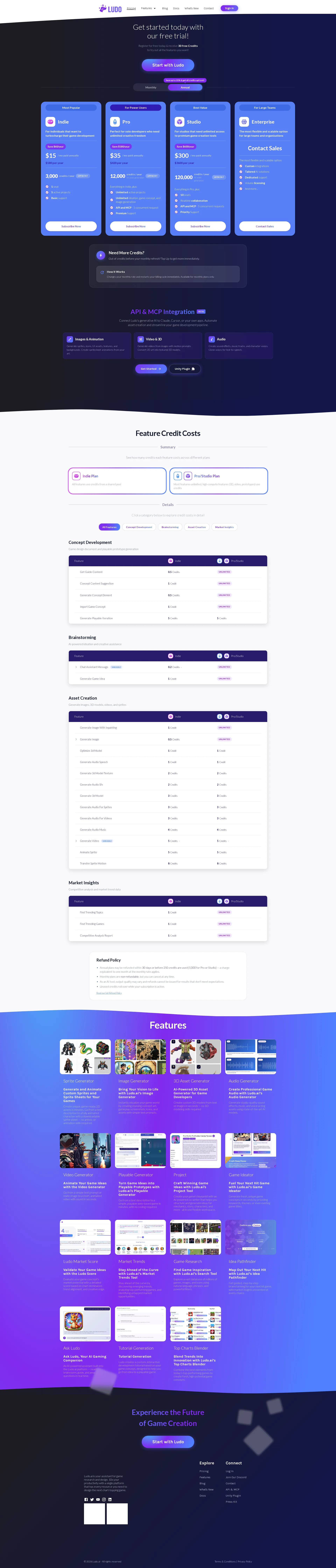 Ludo.ai pricing page screenshot